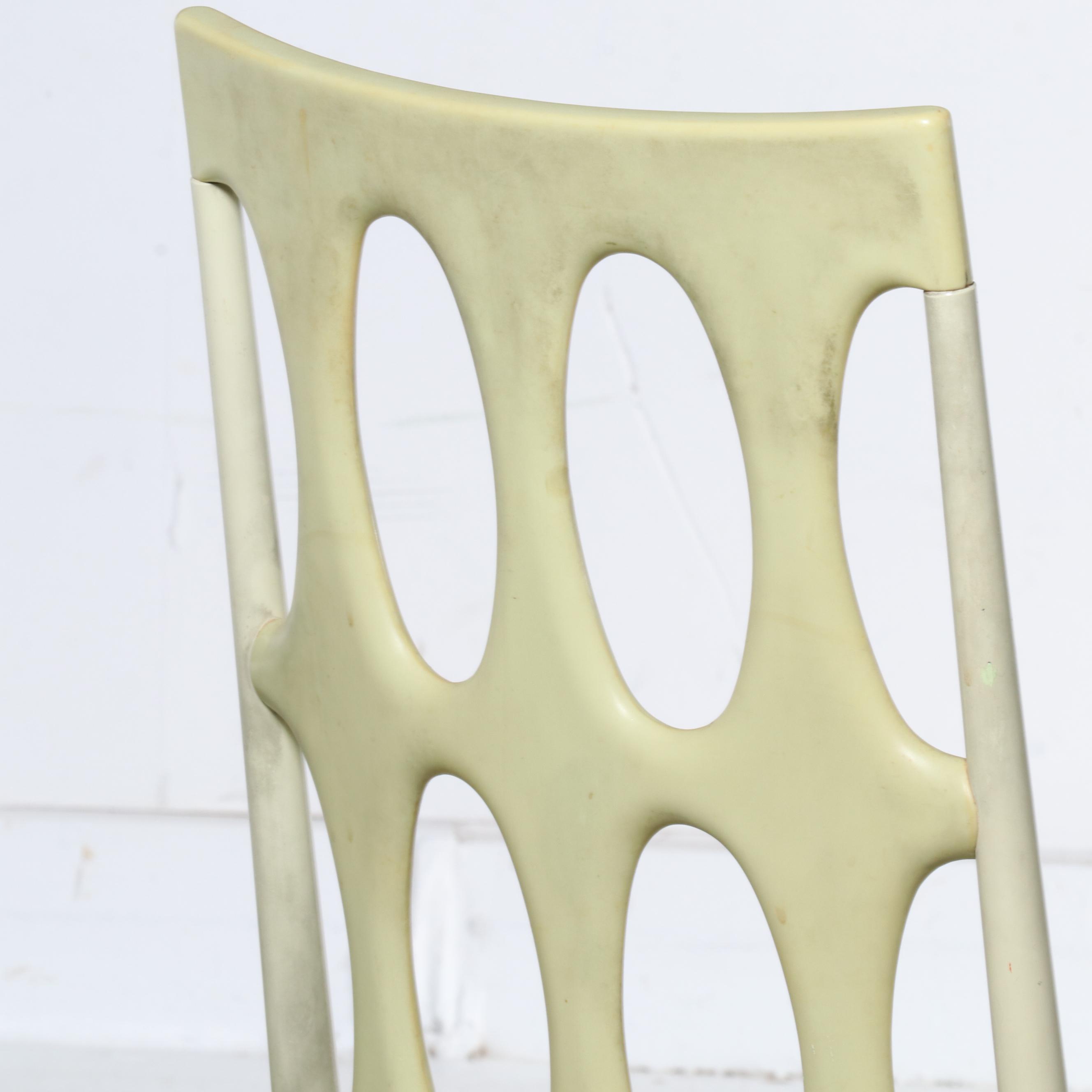 Pair of Mid Century Modern Mint Vinyl and Metal Dining Chairs, 1950s