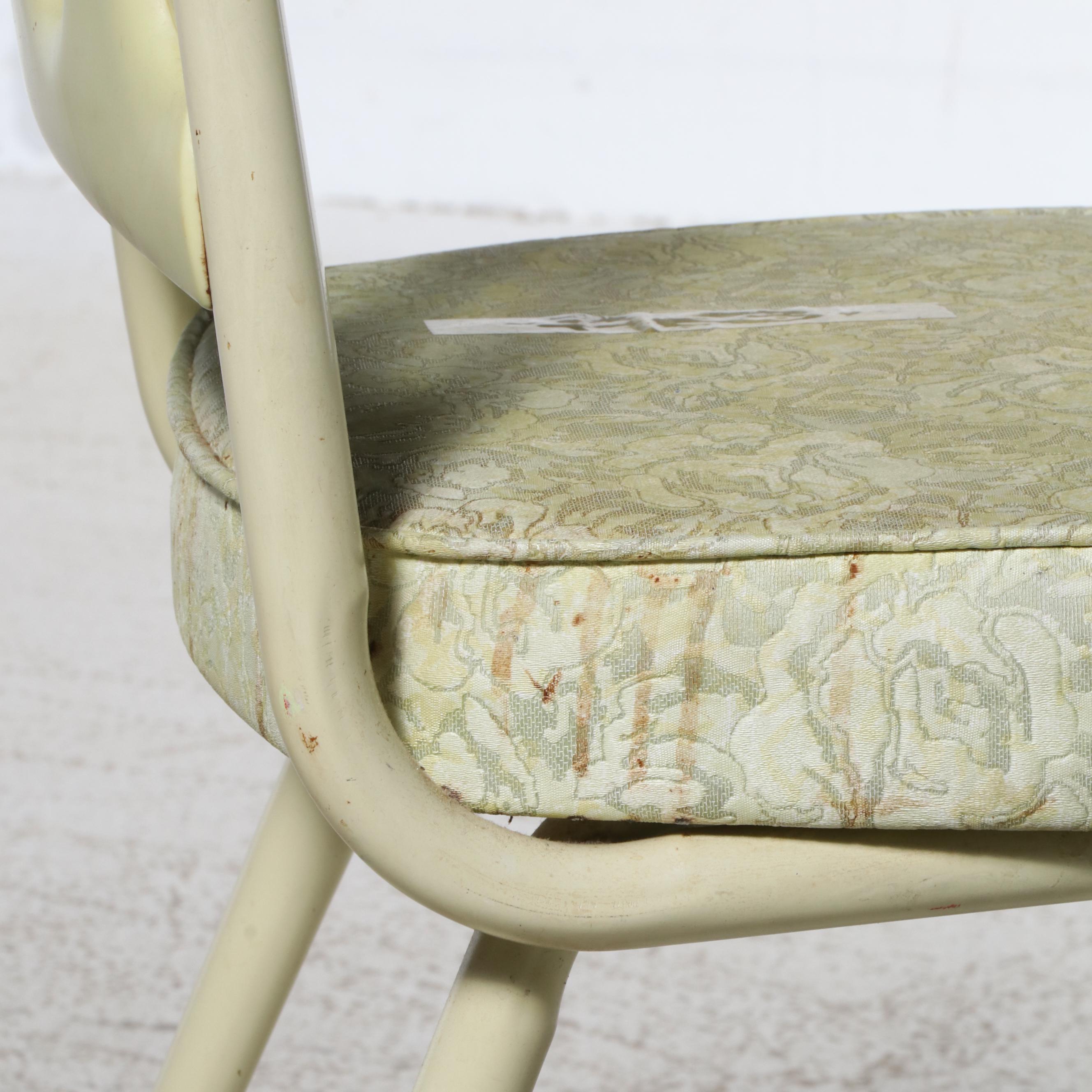 Pair of Mid Century Modern Mint Vinyl and Metal Dining Chairs, 1950s