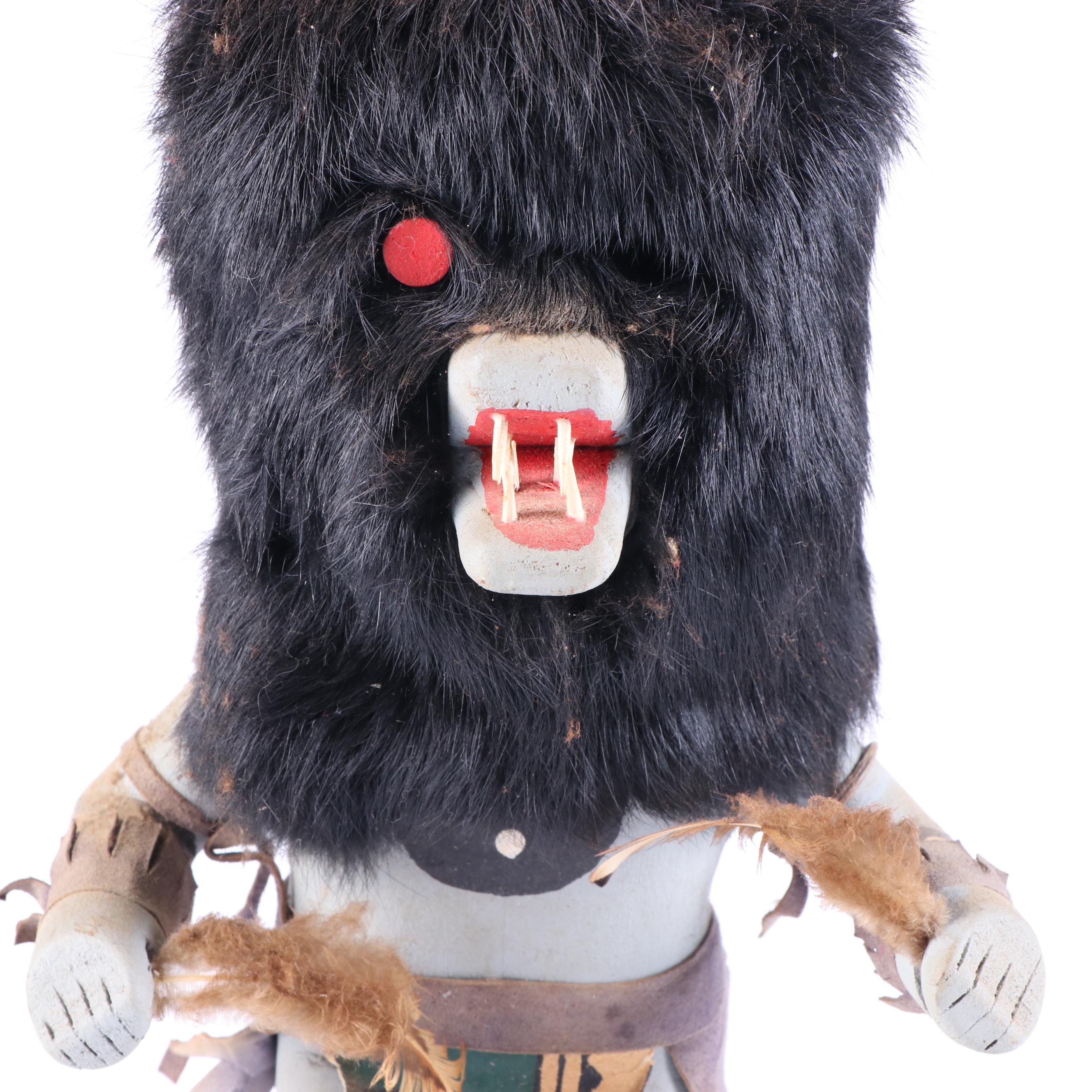 Native American Style Wolf Wood Kachina Doll