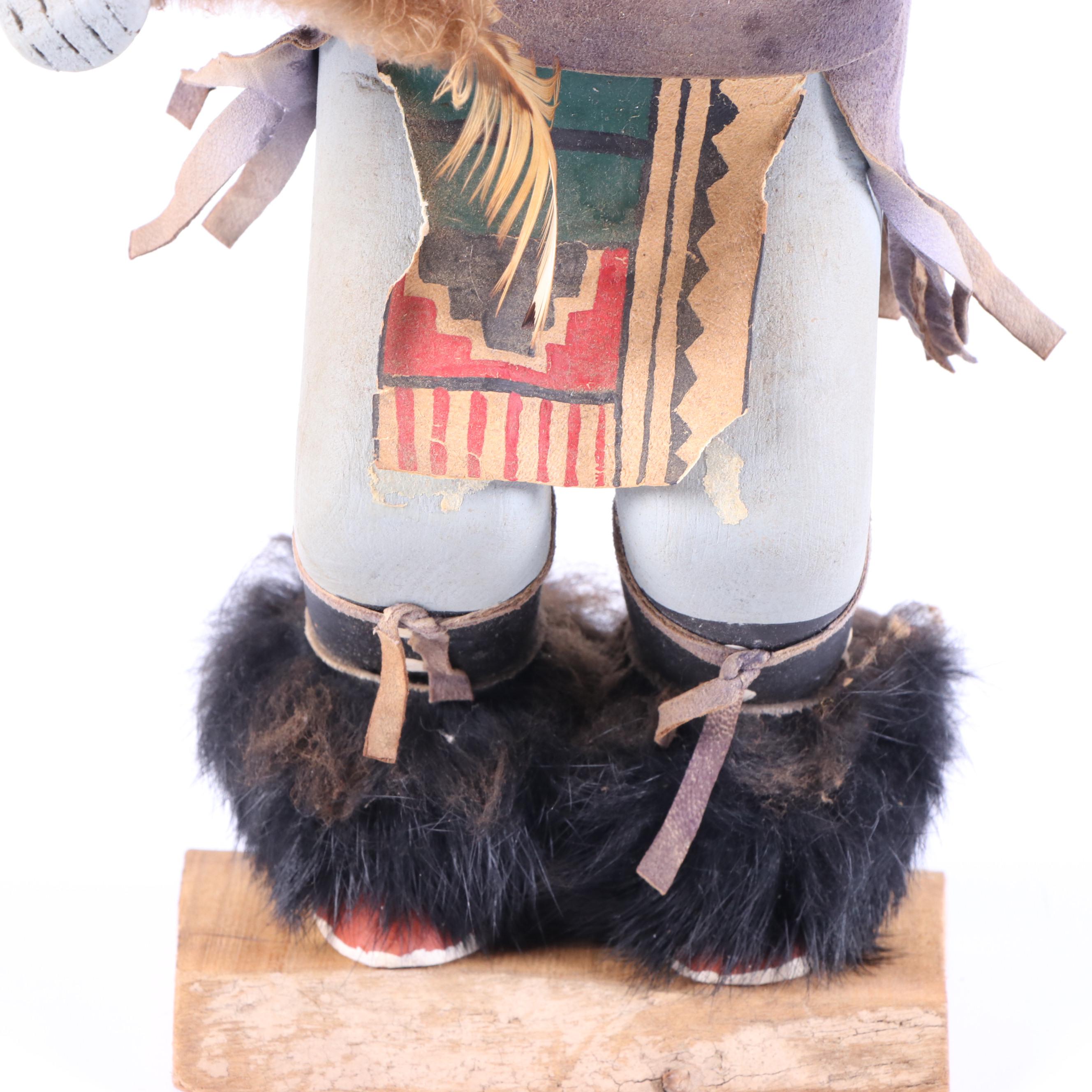 Native American Style Wolf Wood Kachina Doll