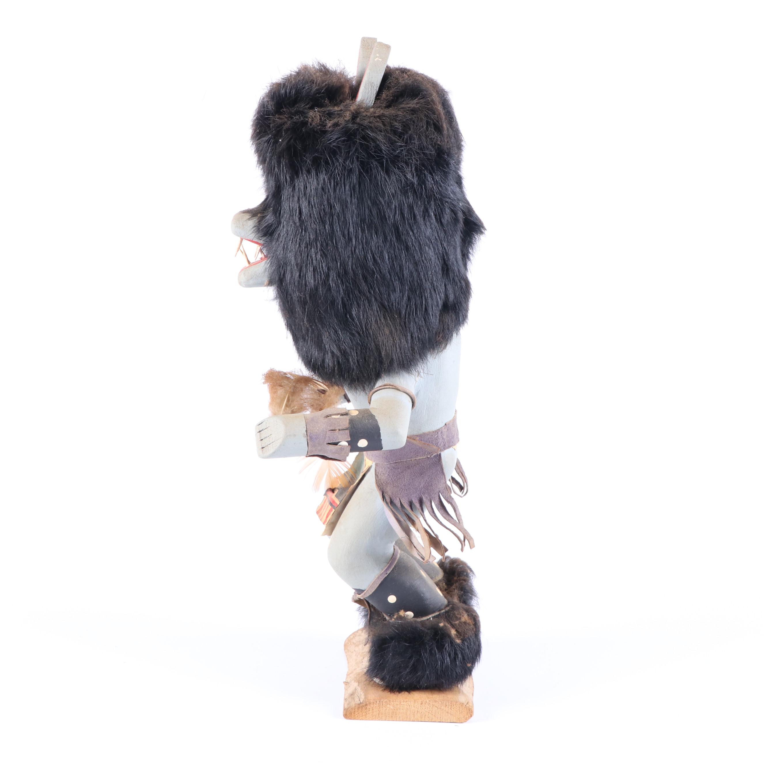Native American Style Wolf Wood Kachina Doll