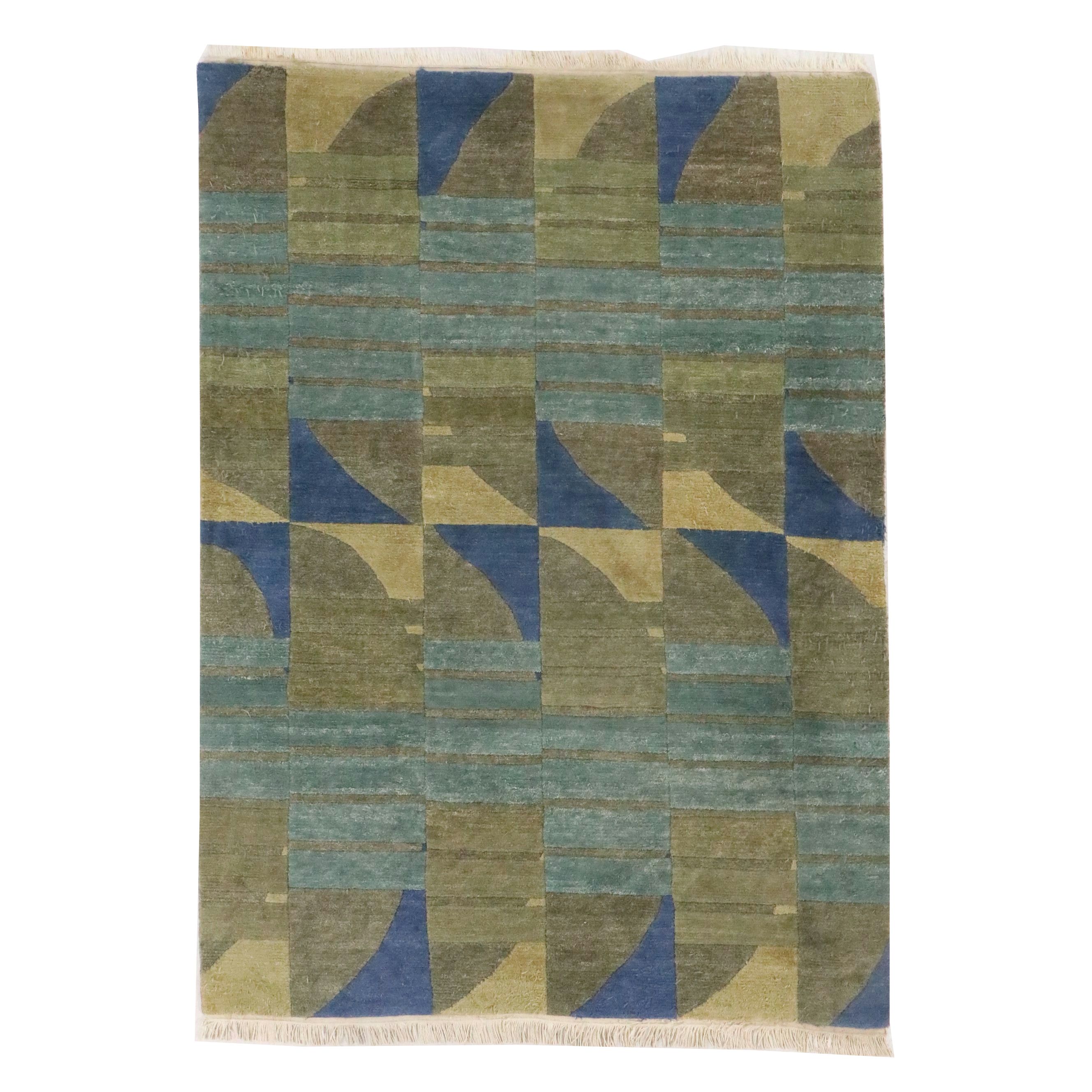 6'4 x 9'4 Hand-Knotted Nepalese Modern Area Rug