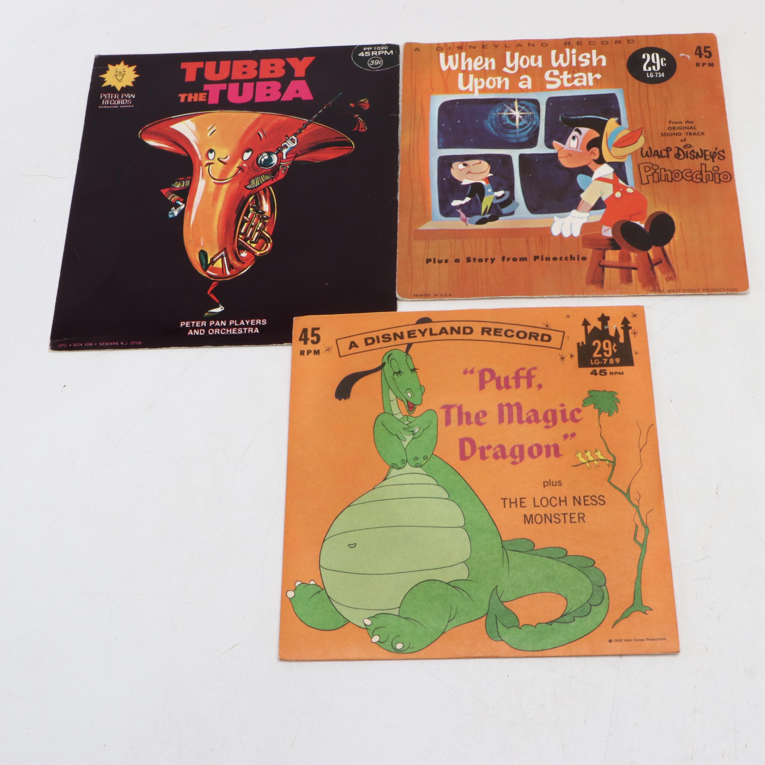 Disney and Other Classic Children's Music on 7" Vinyl Records