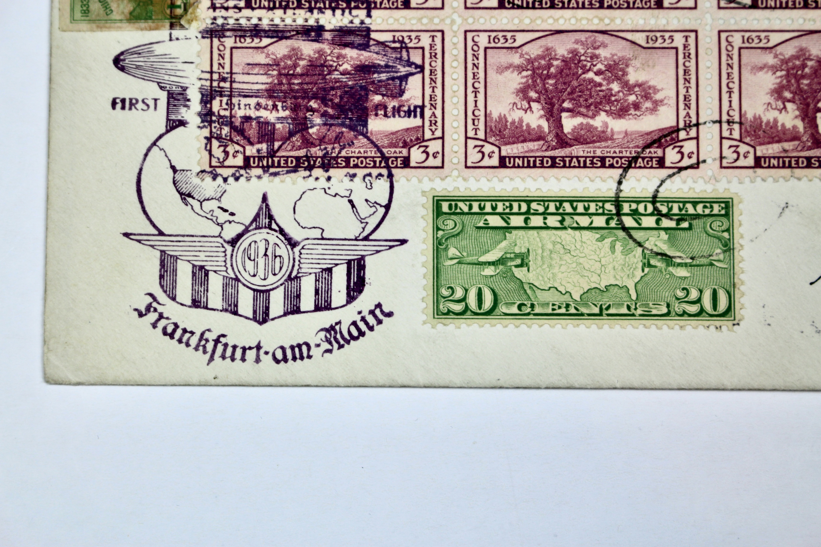 1936 Hindenburg Graf Zeppelin First Flight Postal Cover