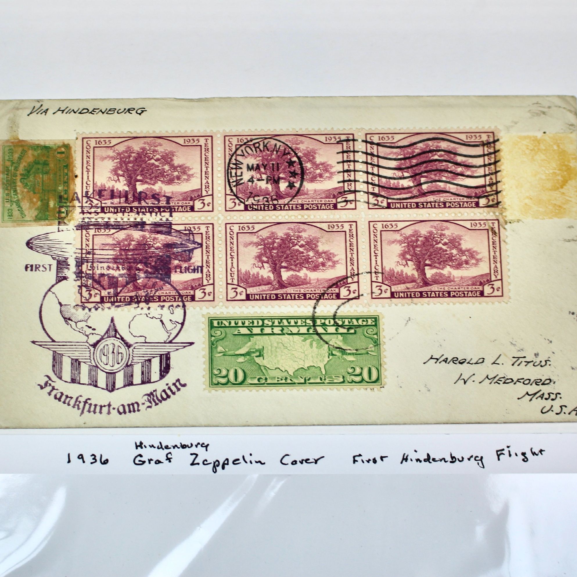 1936 Hindenburg Graf Zeppelin First Flight Postal Cover