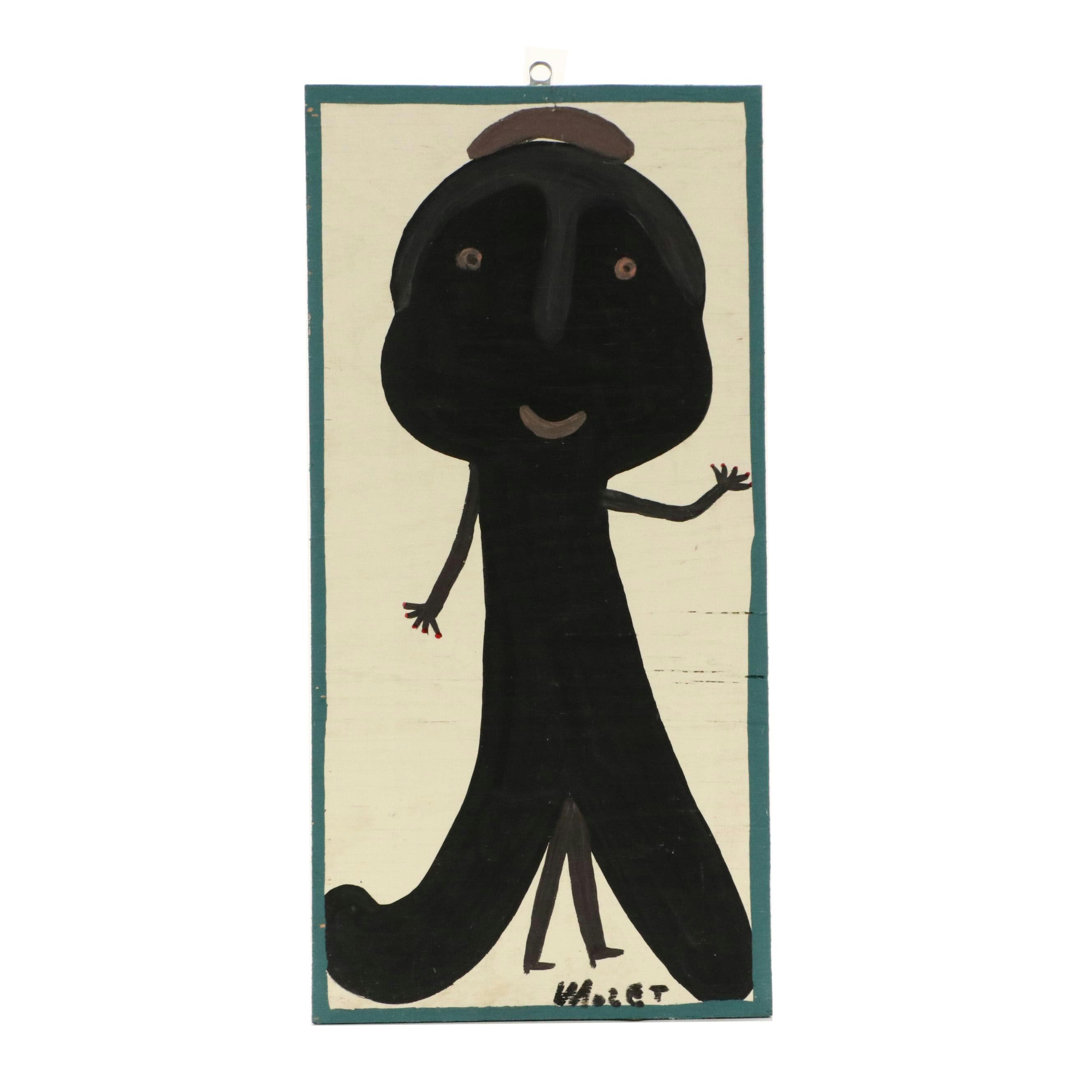 Mose Tolliver Folk Art Painting "Black Lady," Circa 1990