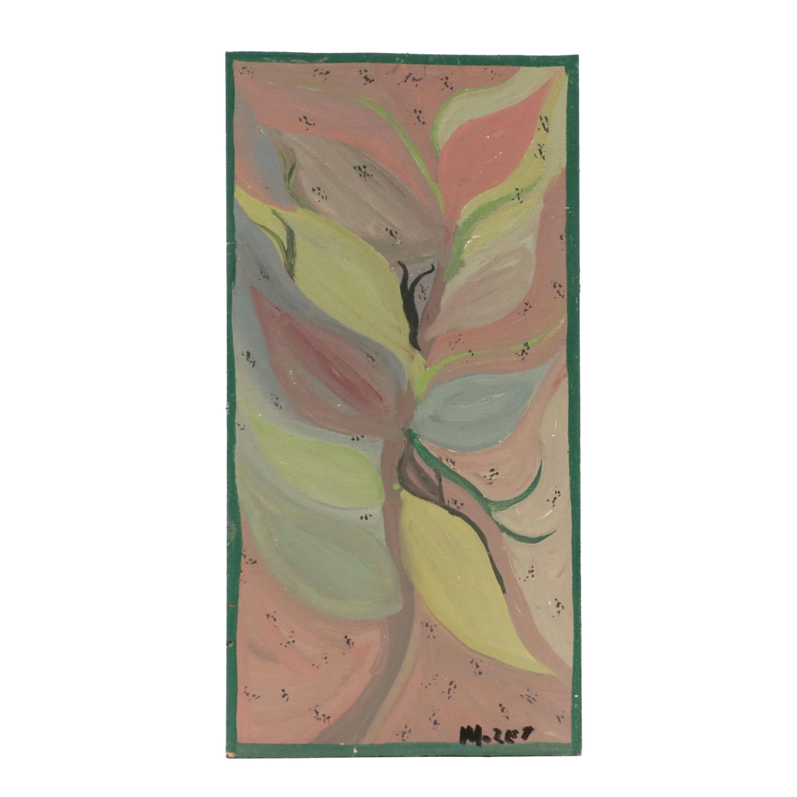 Mose Tolliver Folk Art Painting "Lillies," Circa 1980