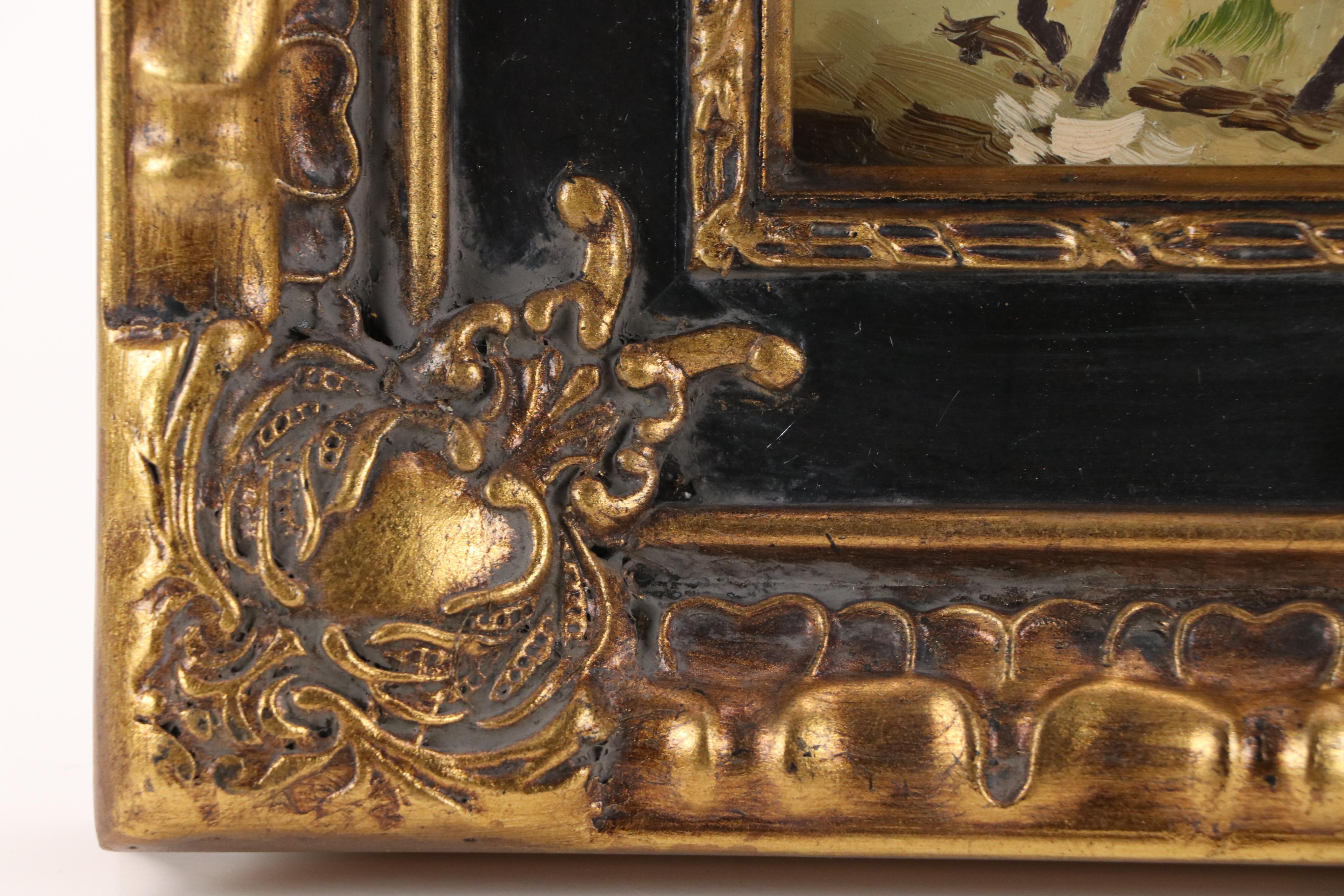 American School Folk Art Style Oil Painting of Bay Horse, 20th Century