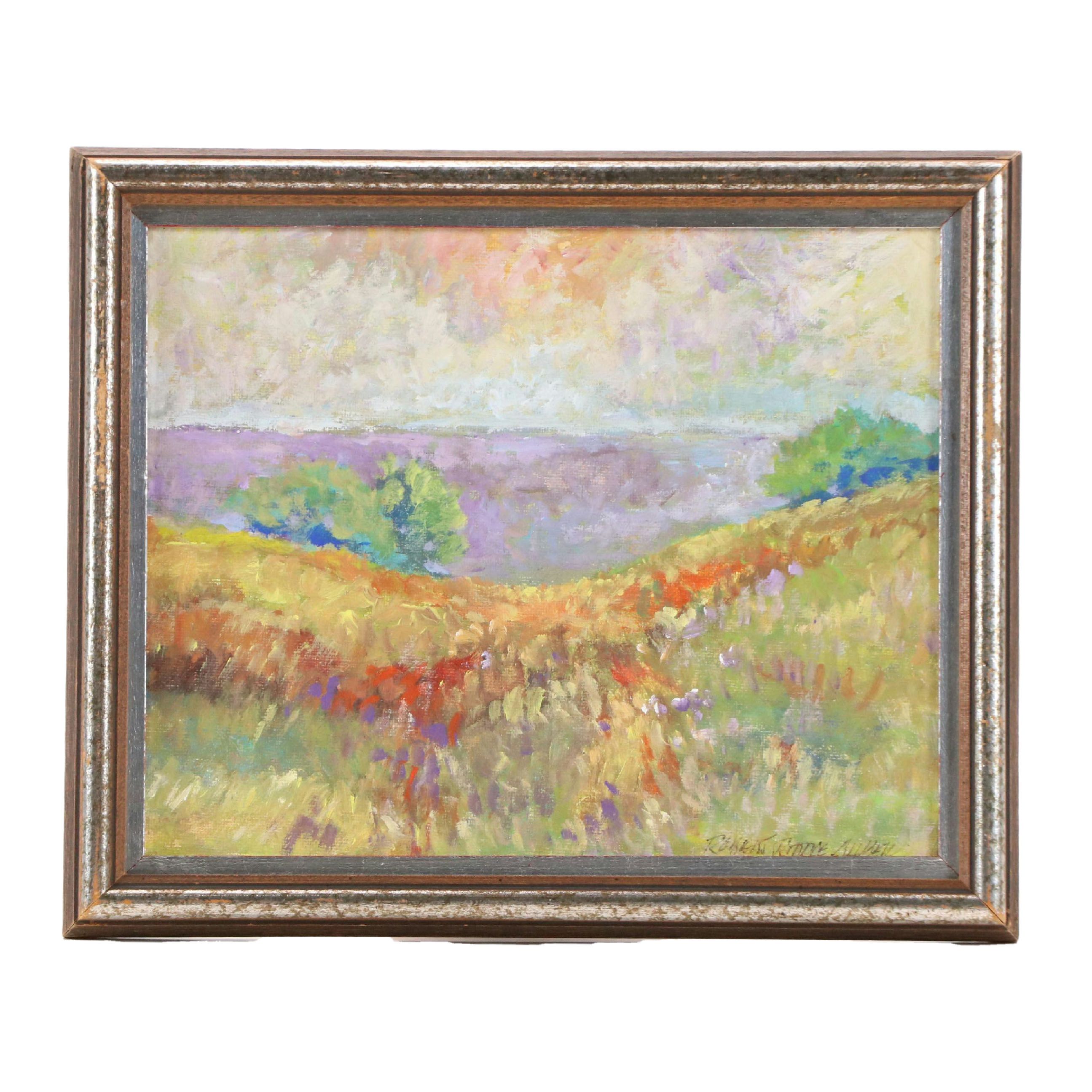 Robert Riddle Baker Landscape Acrylic Painting "Blue Tree," 2024