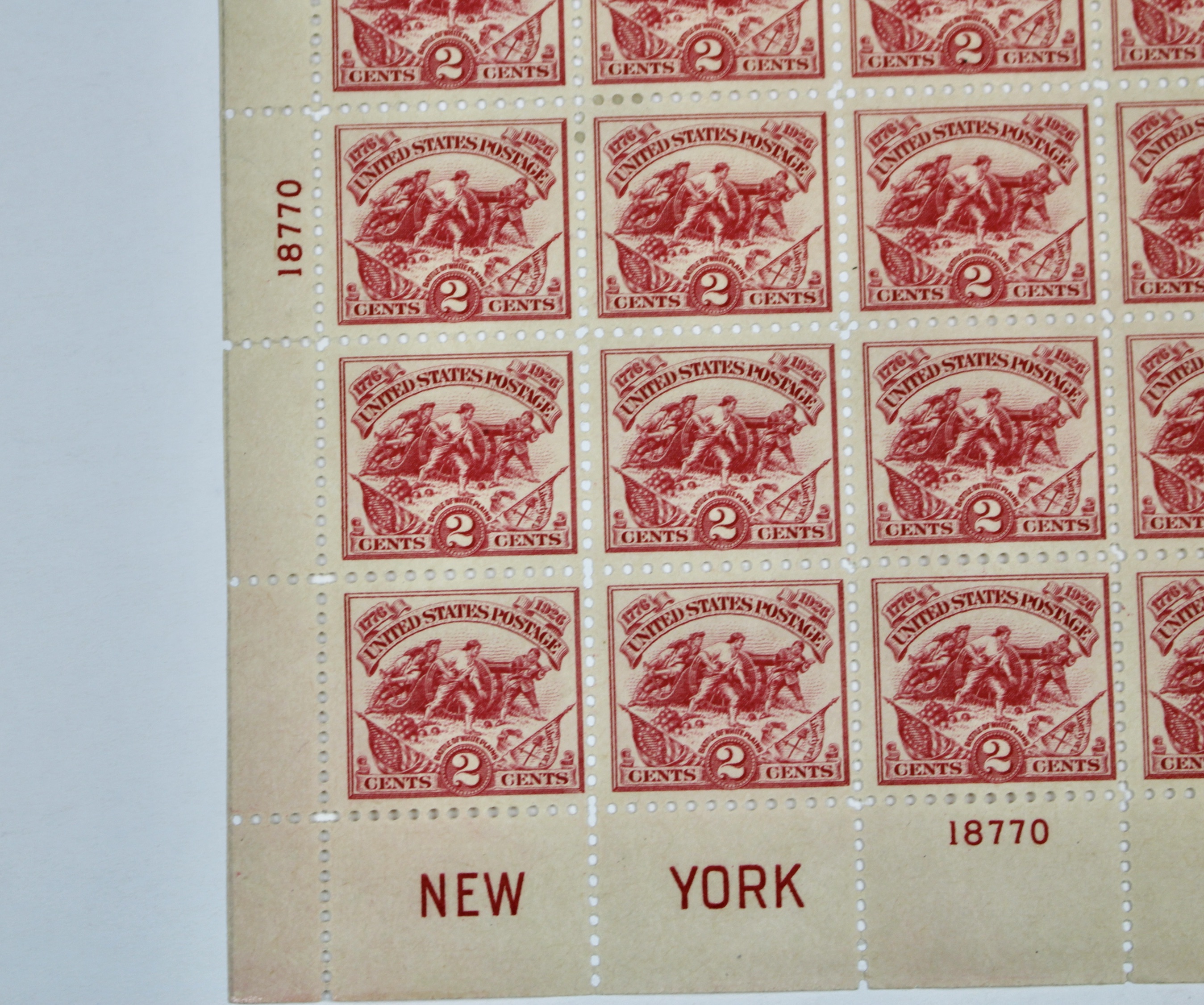 1926 Scott 630, White Plains Souvenir Postage Stamp Sheet, MH