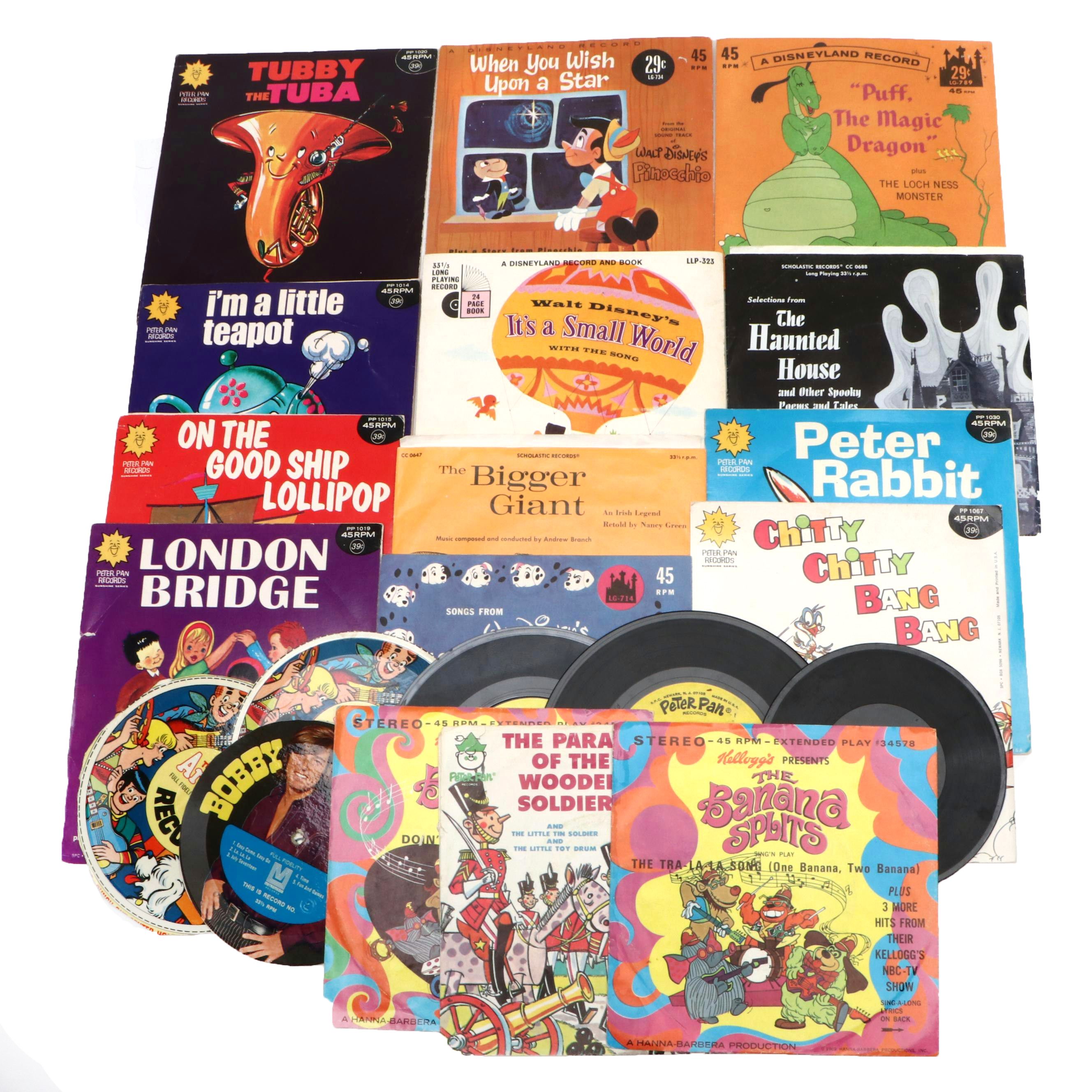 Disney and Other Classic Children's Music on 7" Vinyl Records