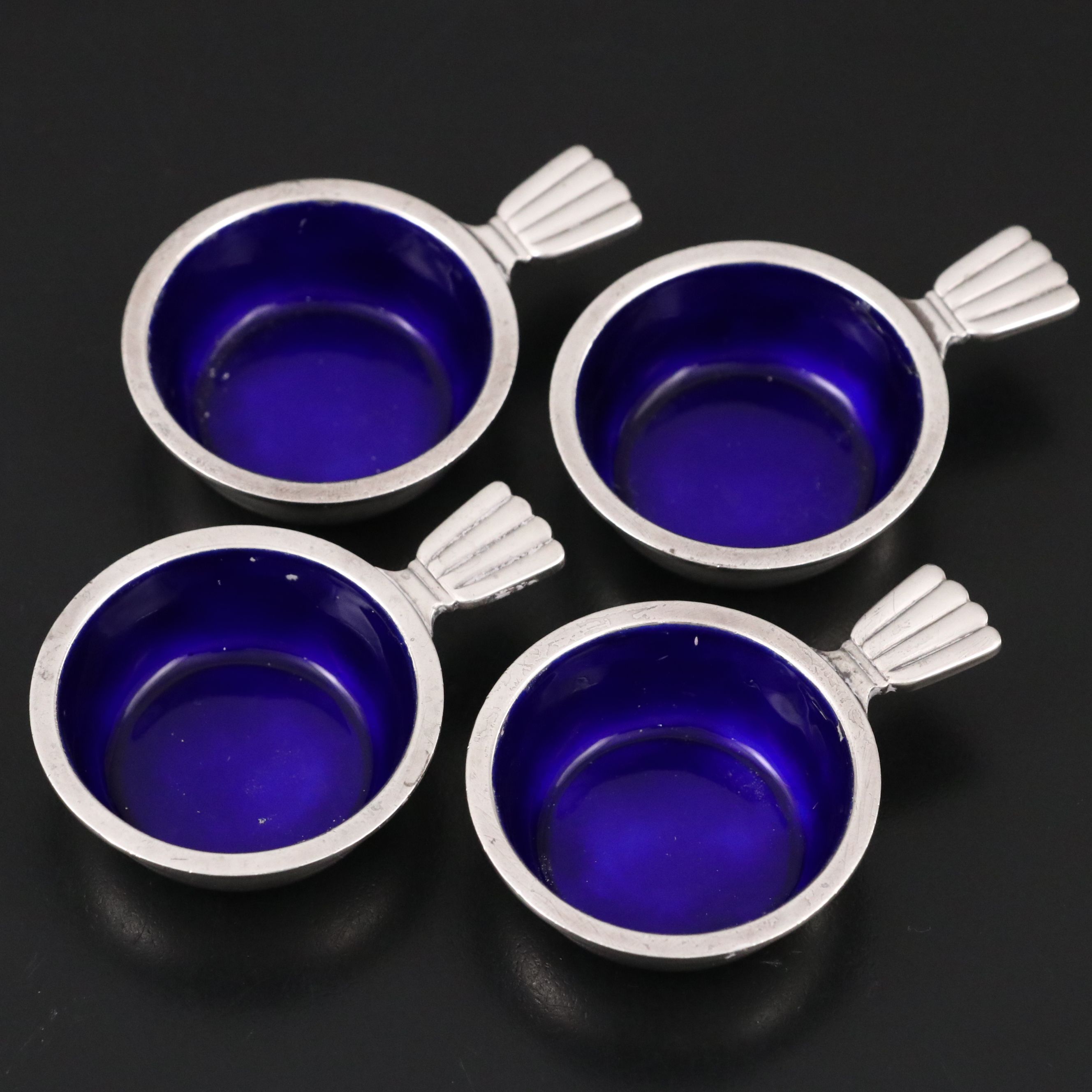 Georg Jensen "Bernadotte" Sterling Silver Salt Cellars and Spoons