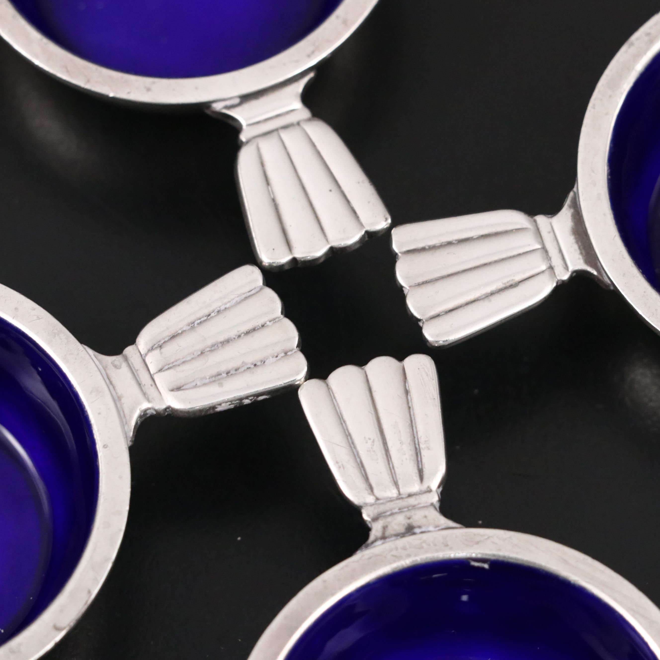 Georg Jensen "Bernadotte" Sterling Silver Salt Cellars and Spoons