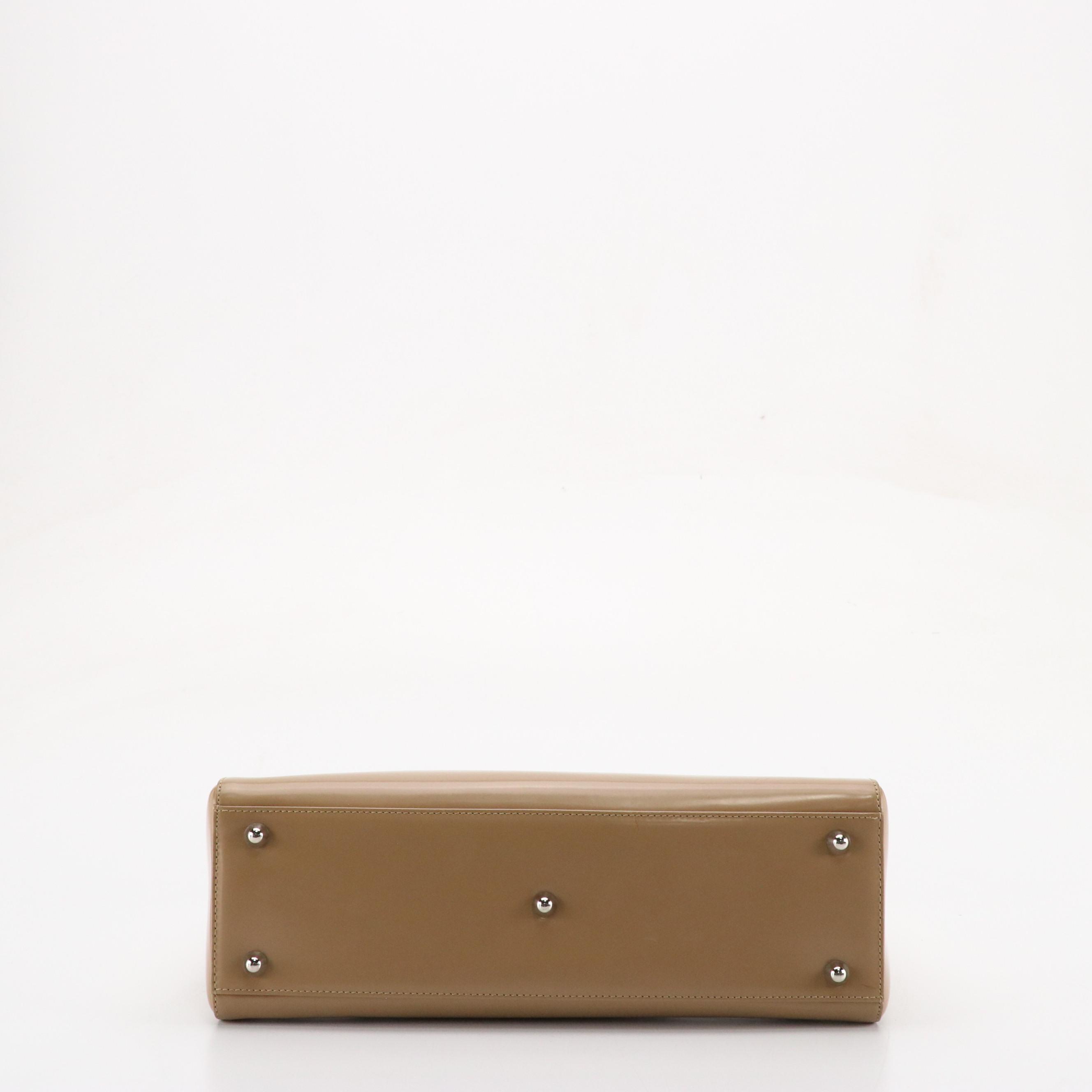 Christian Dior Lady Dior Two-Way Bag in Beige Smooth Patent Leather