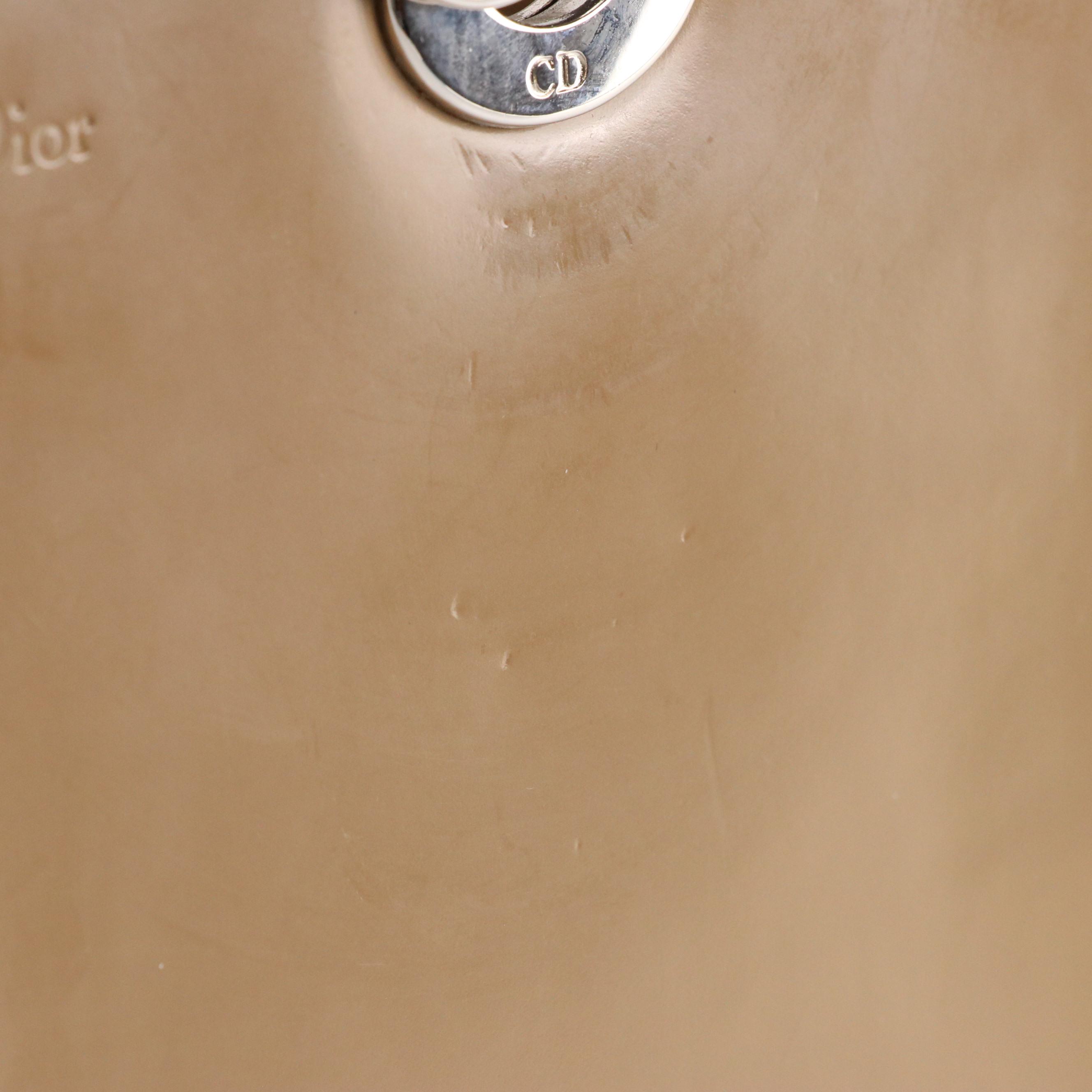 Christian Dior Lady Dior Two-Way Bag in Beige Smooth Patent Leather