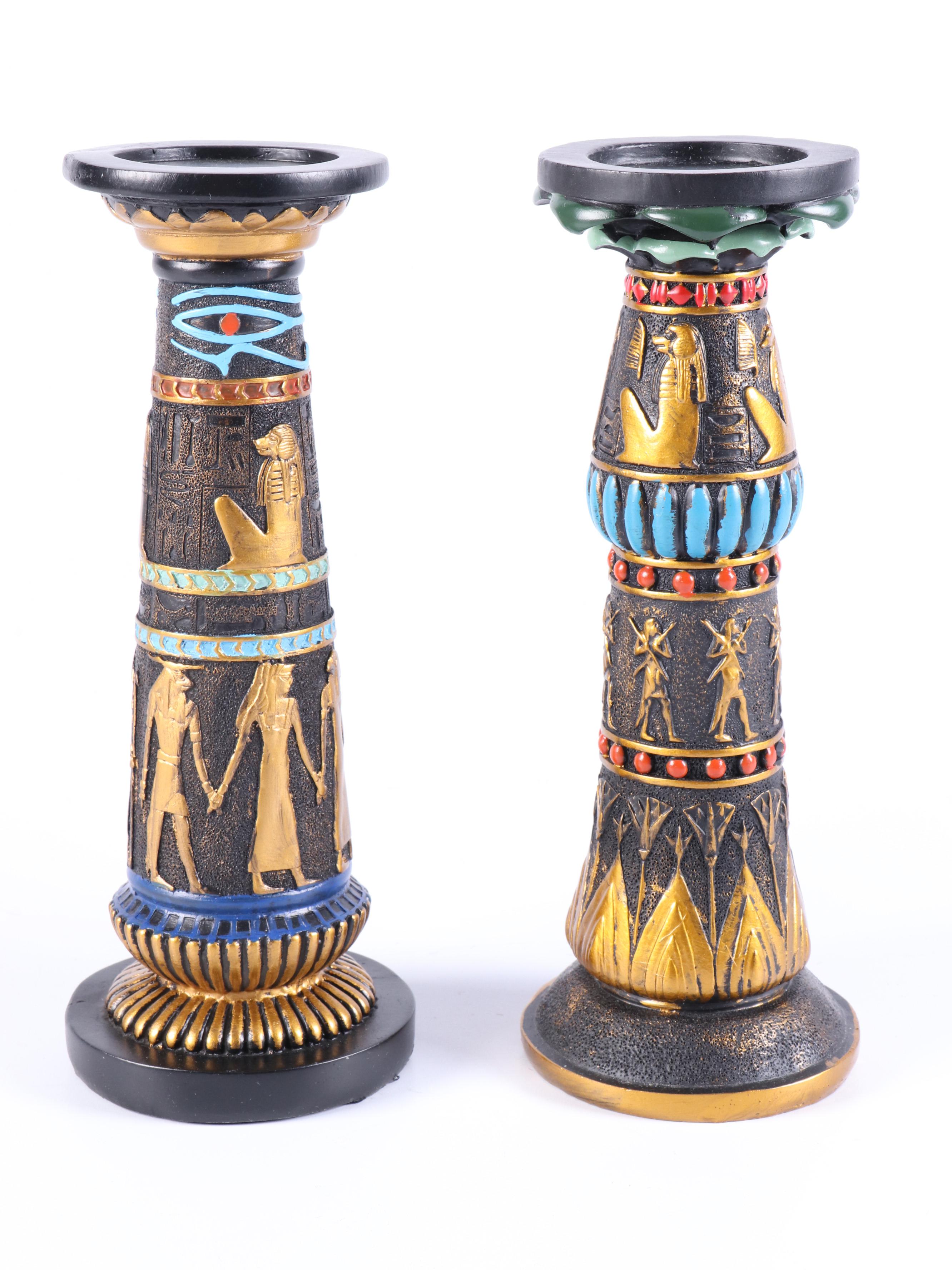 Design Toscano Egyptian Style Resin Candle Holders and Urns