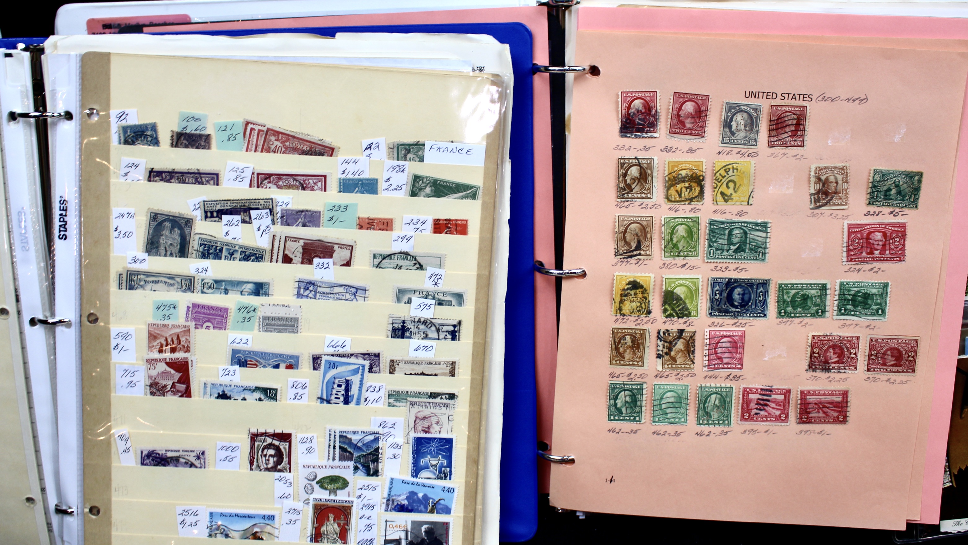 Five Albums of Postage Stamps, Includes World, U.S., Postcards and More
