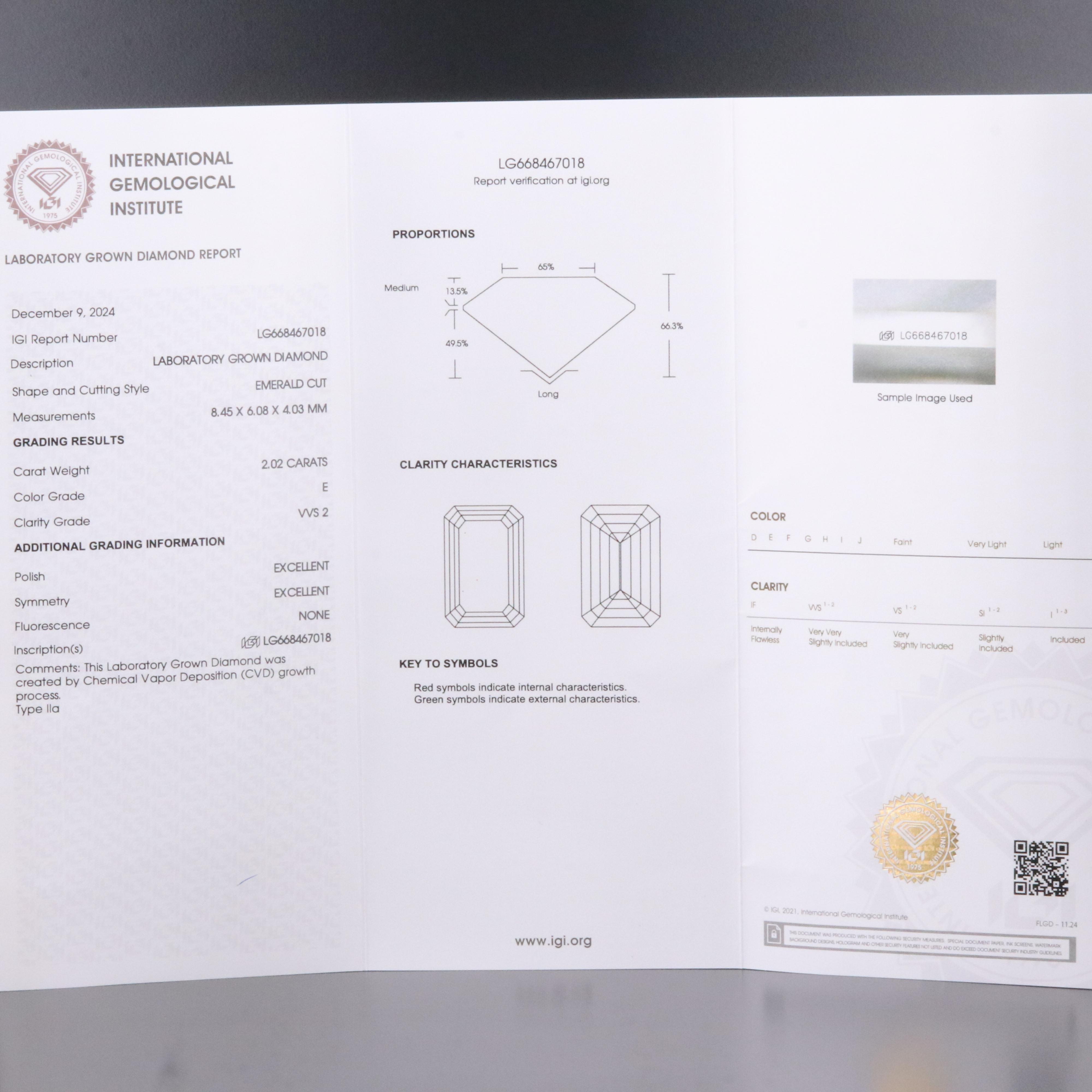 18K 2.17 CTW Lab Grown Diamond Ring with IGI Report