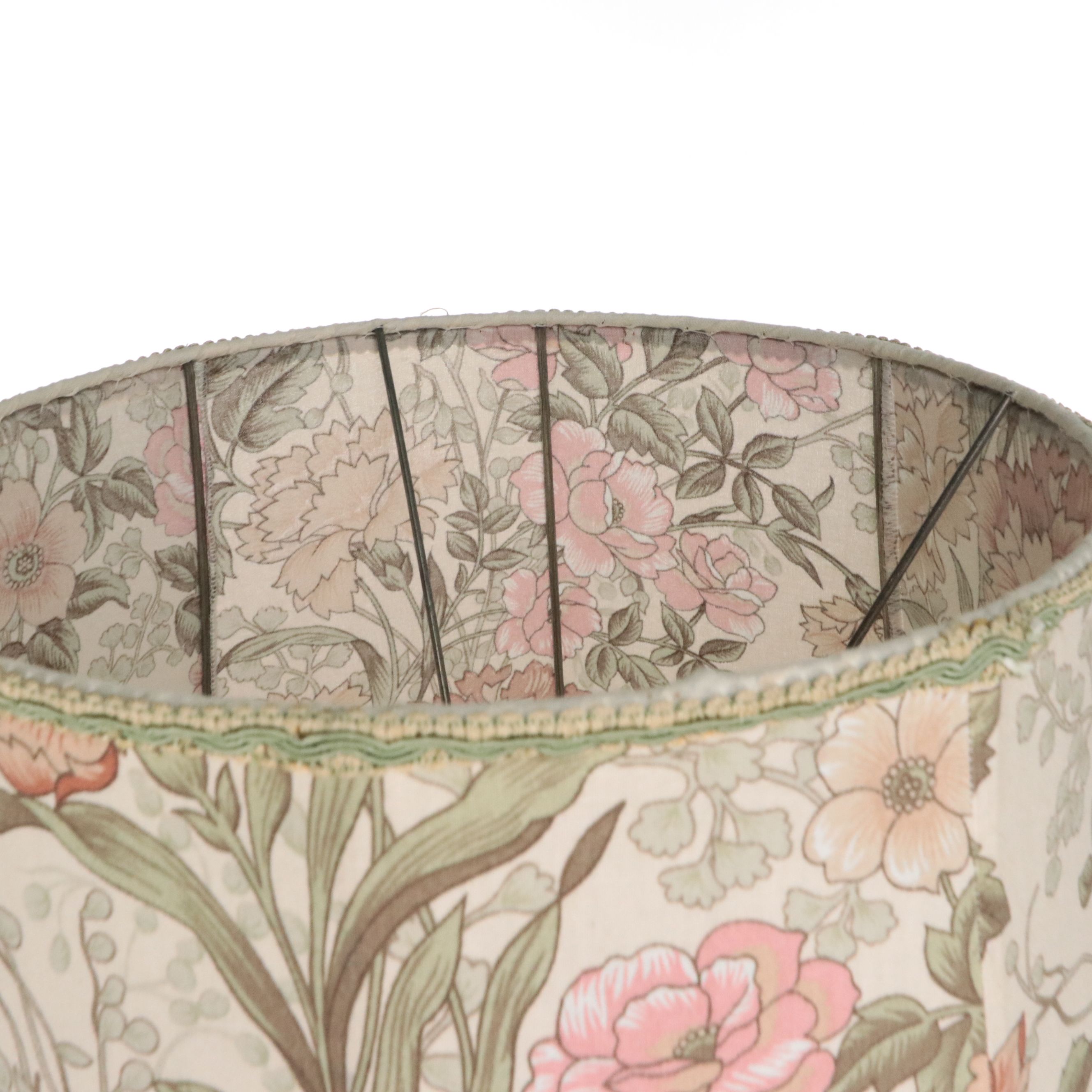 Hexagonal Rosewood Finish Wood Floor Lamp with Printed Shade