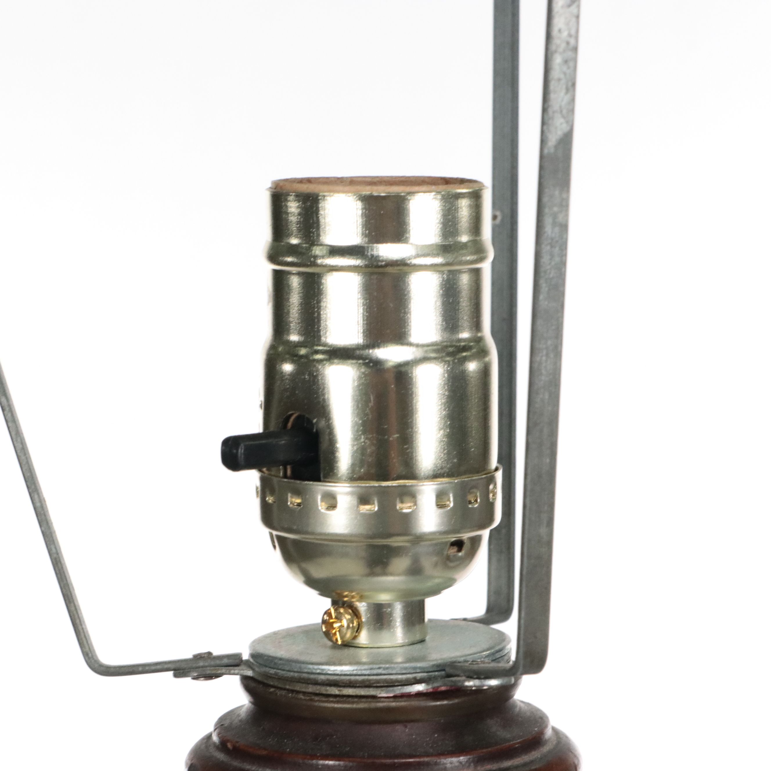 Hexagonal Rosewood Finish Wood Floor Lamp with Printed Shade