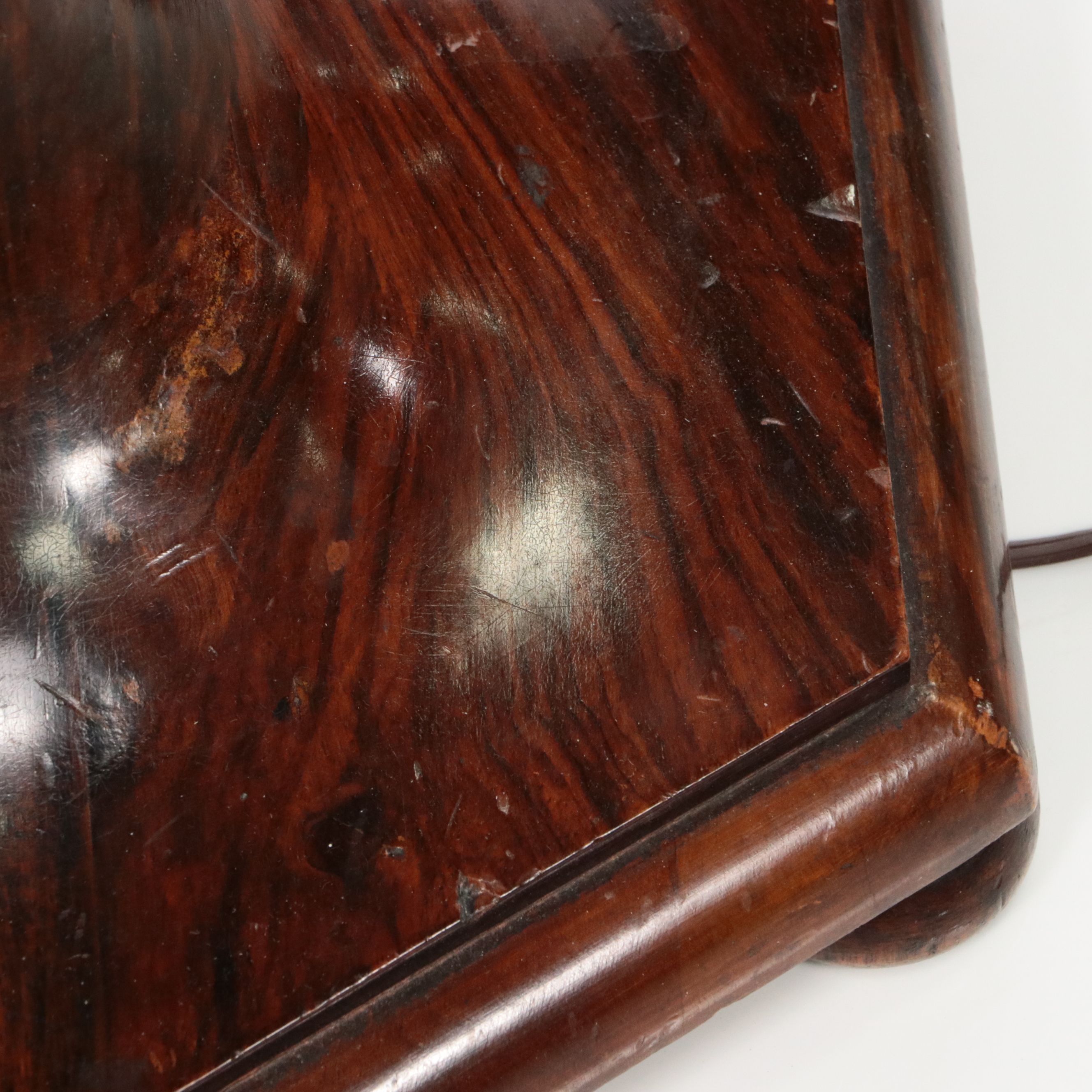 Hexagonal Rosewood Finish Wood Floor Lamp with Printed Shade