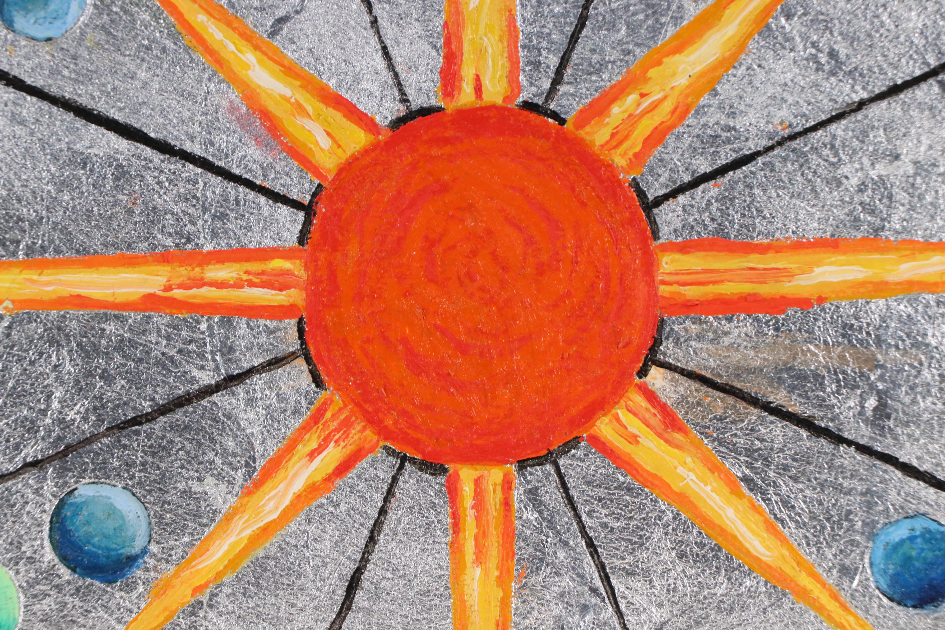 James Thomas Watkins Stylized Acrylic Painting of Sun, 1998