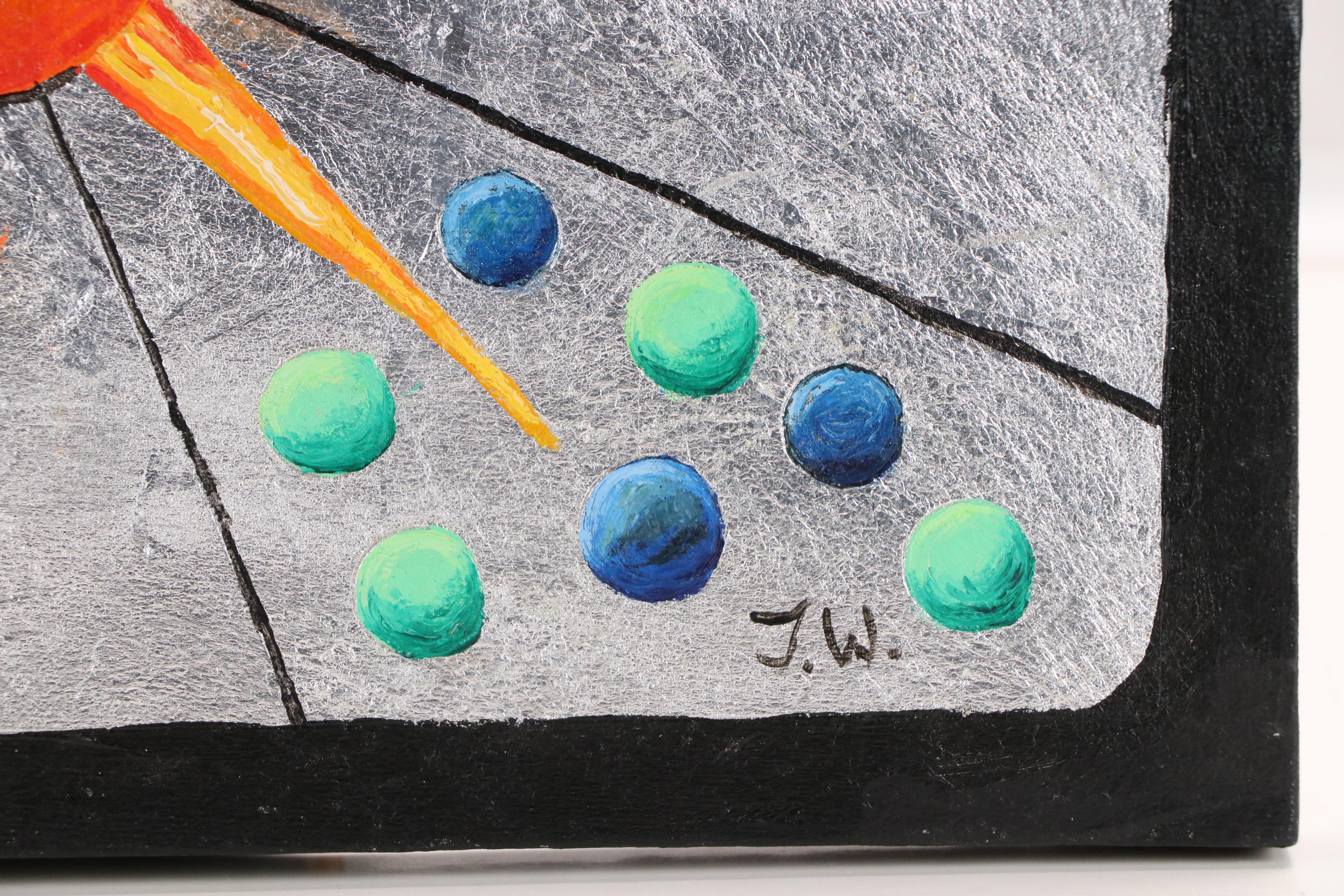 James Thomas Watkins Stylized Acrylic Painting of Sun, 1998