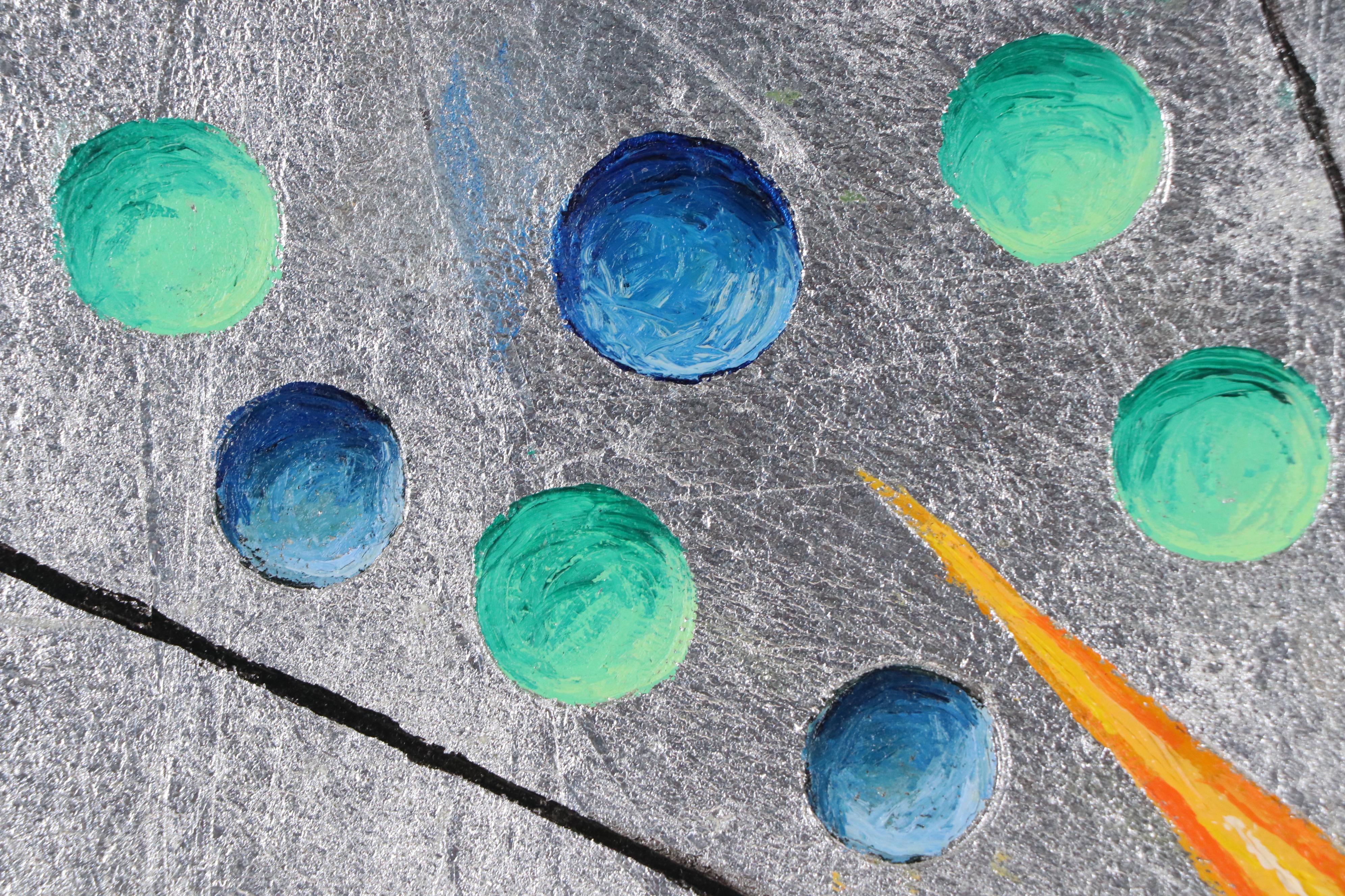 James Thomas Watkins Stylized Acrylic Painting of Sun, 1998