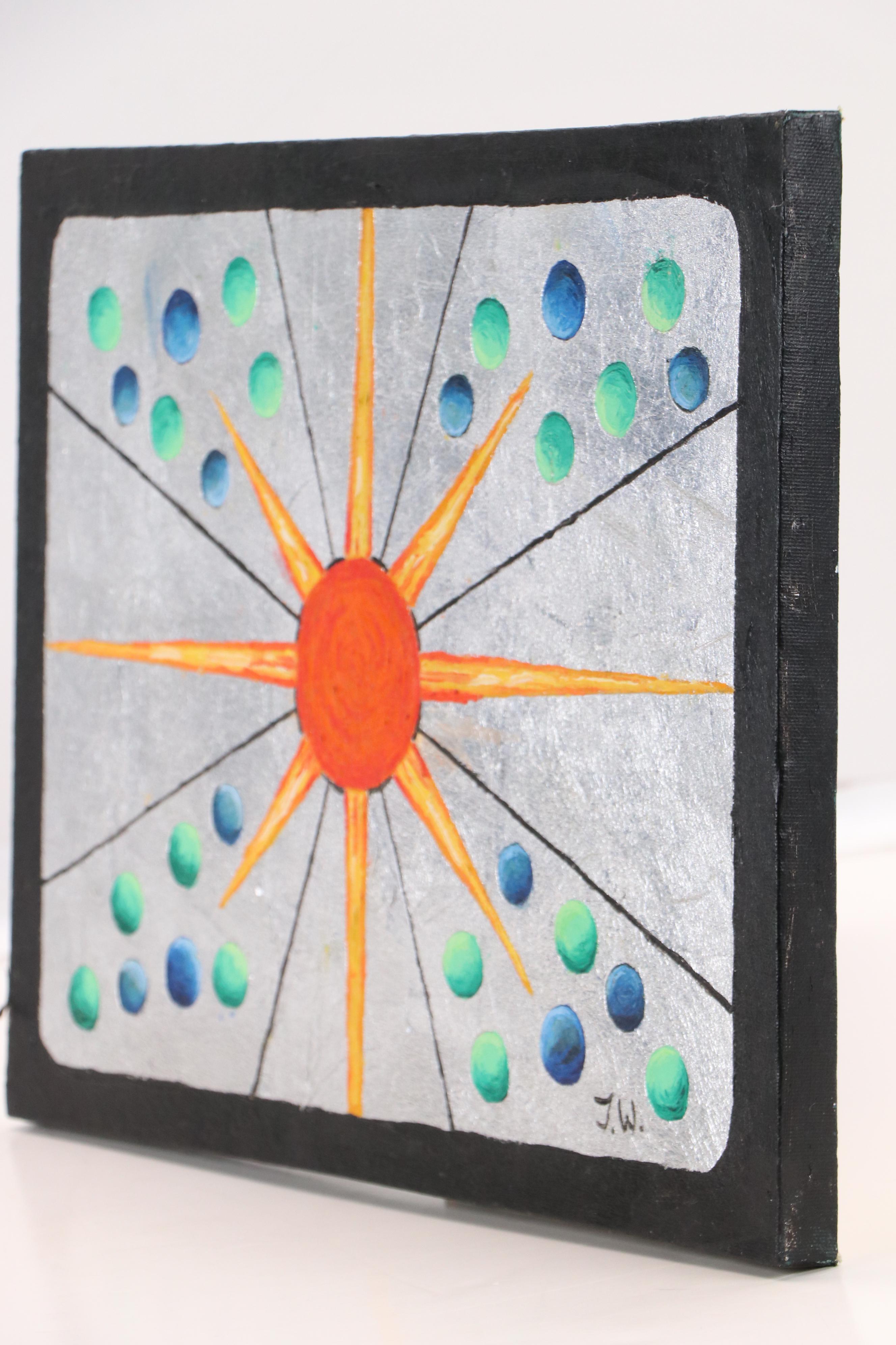 James Thomas Watkins Stylized Acrylic Painting of Sun, 1998