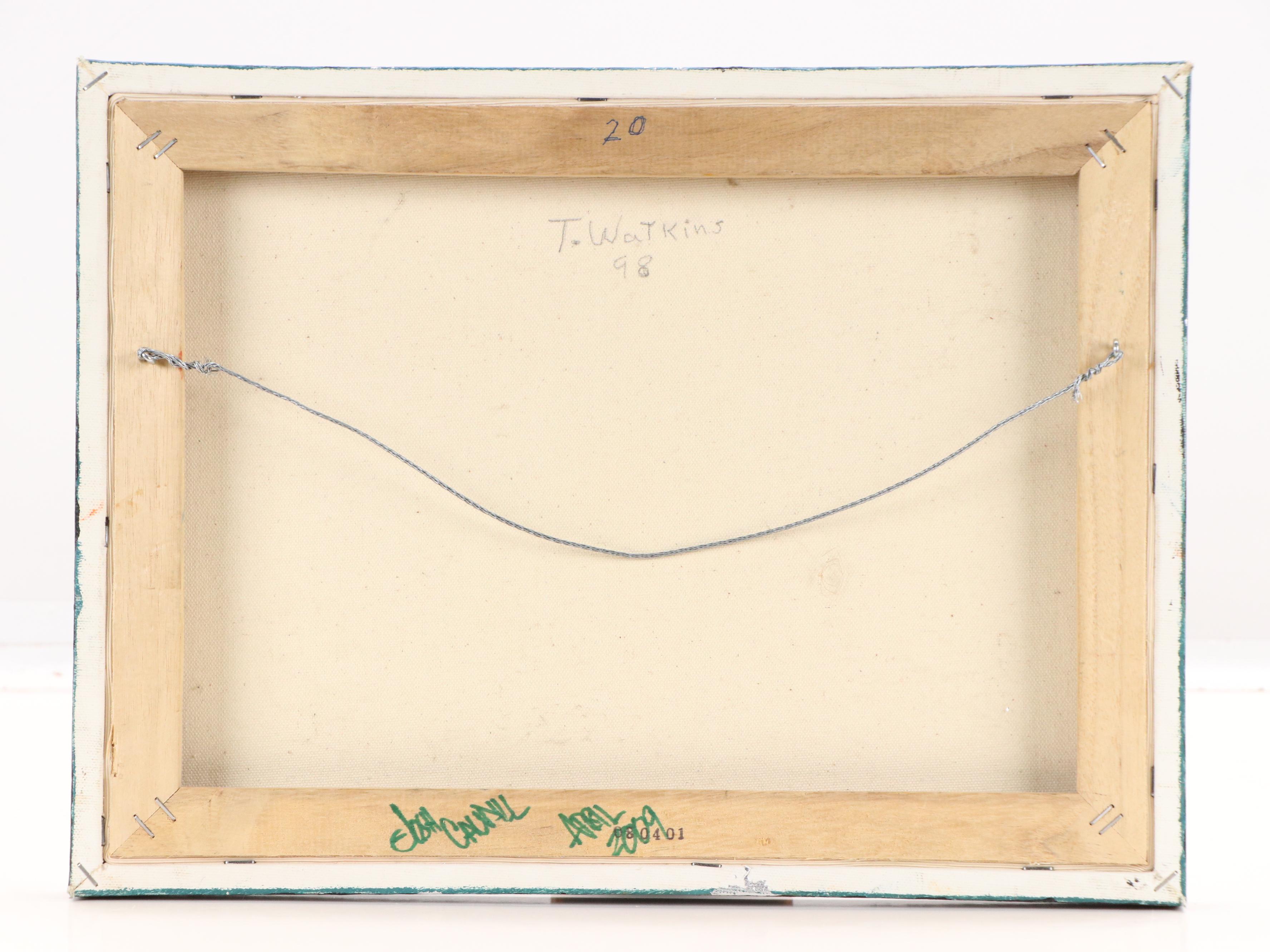 James Thomas Watkins Stylized Acrylic Painting of Sun, 1998