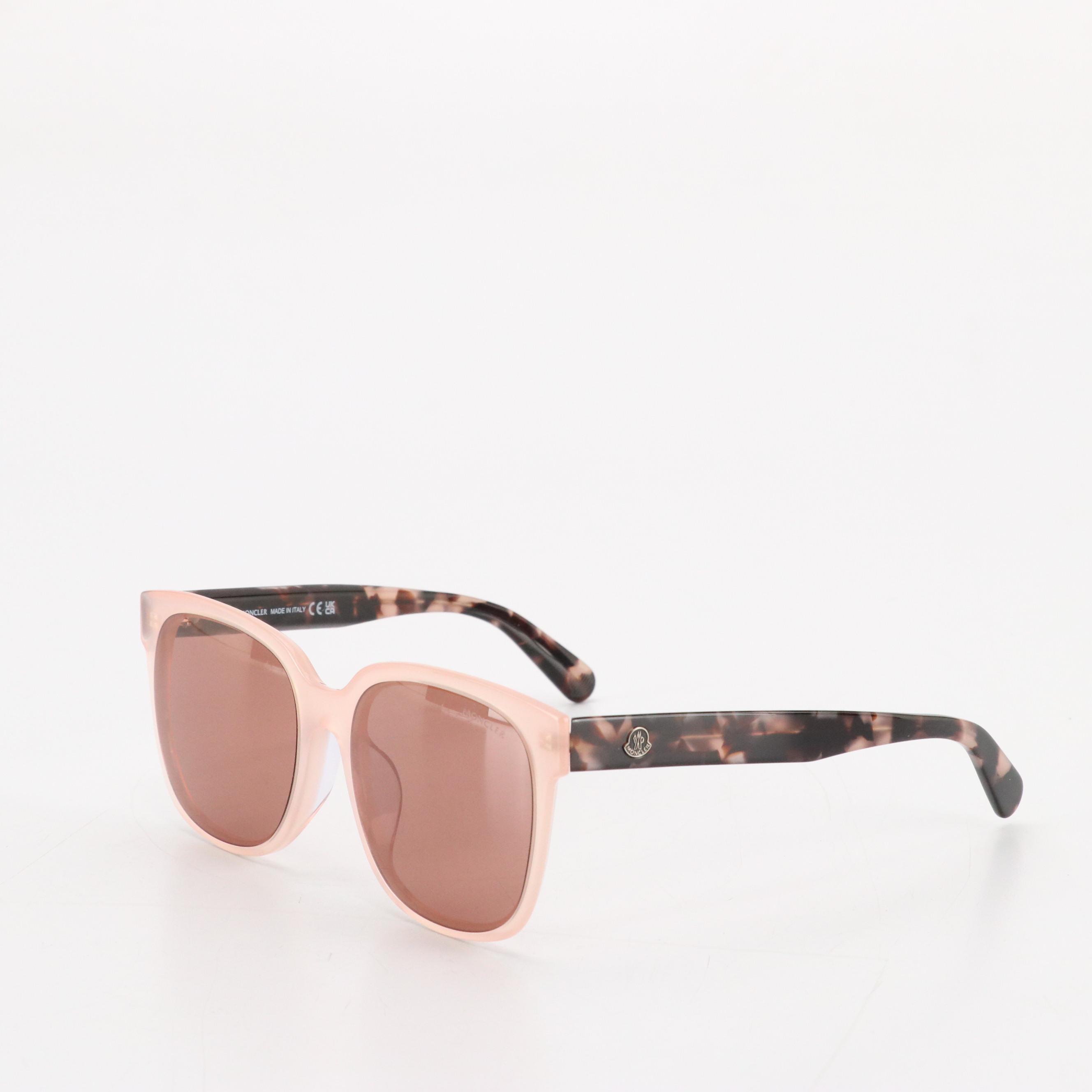 Moncler BIOBEAM ML 0198-F 72Y Shiny Pink Square Sunglasses with Pouch