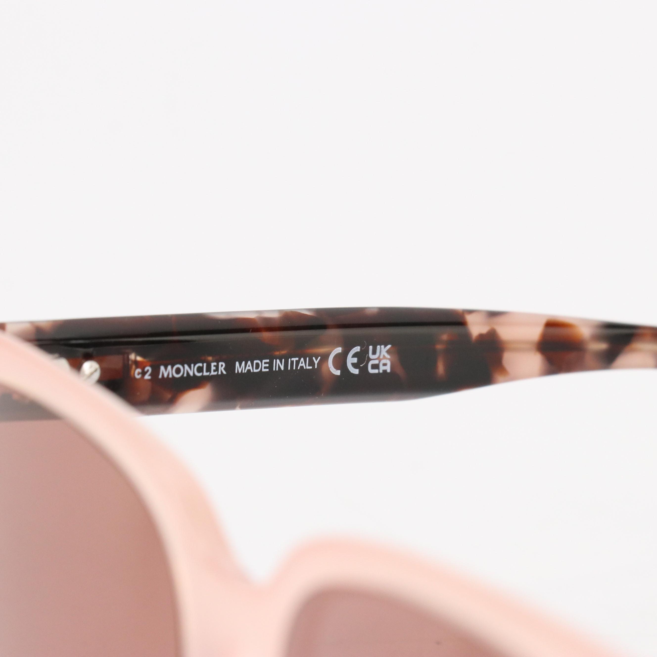 Moncler BIOBEAM ML 0198-F 72Y Shiny Pink Square Sunglasses with Pouch