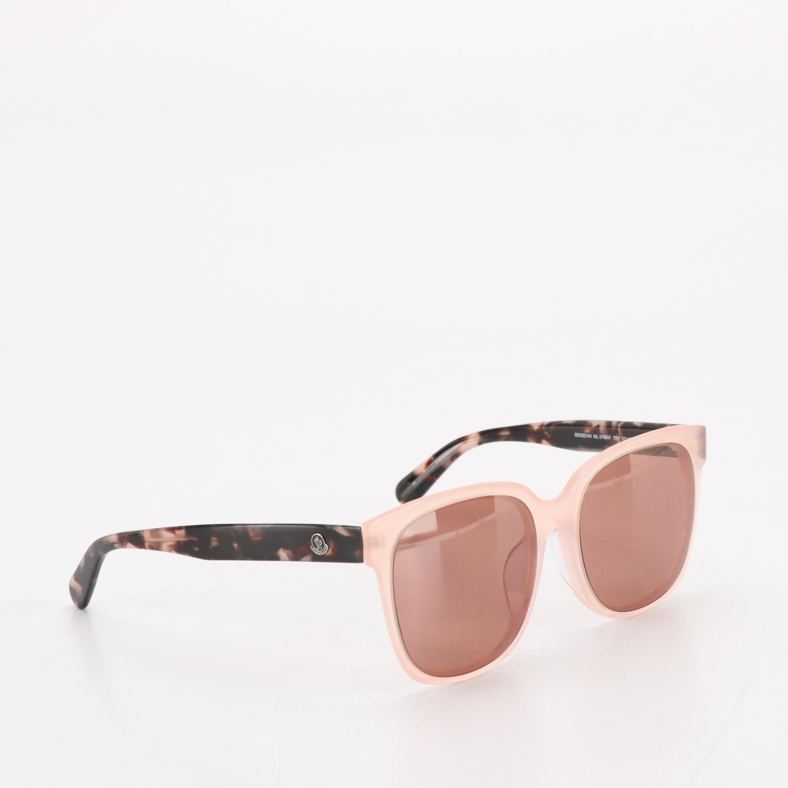 Moncler BIOBEAM ML 0198-F 72Y Shiny Pink Square Sunglasses with Pouch