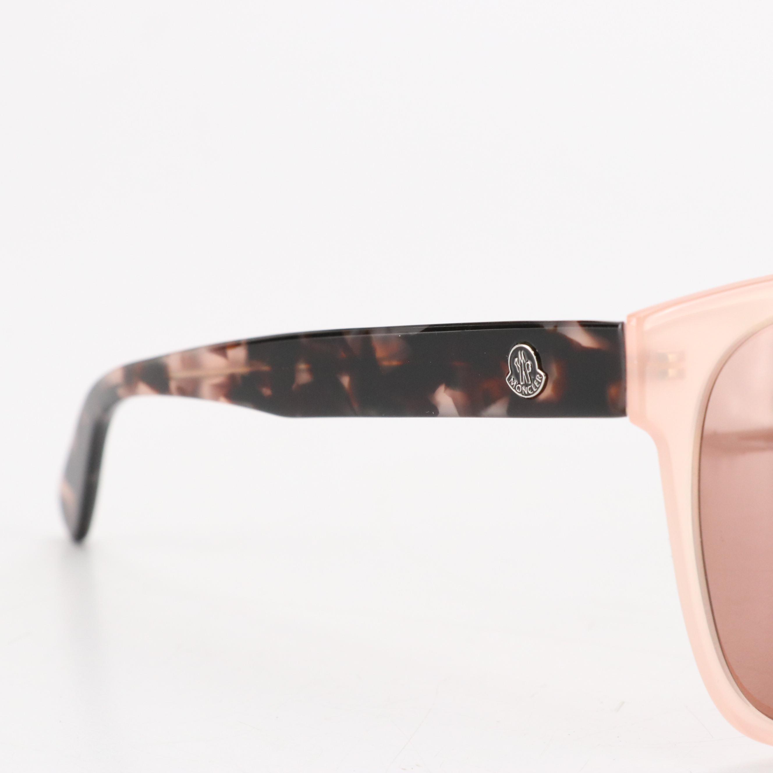 Moncler BIOBEAM ML 0198-F 72Y Shiny Pink Square Sunglasses with Pouch