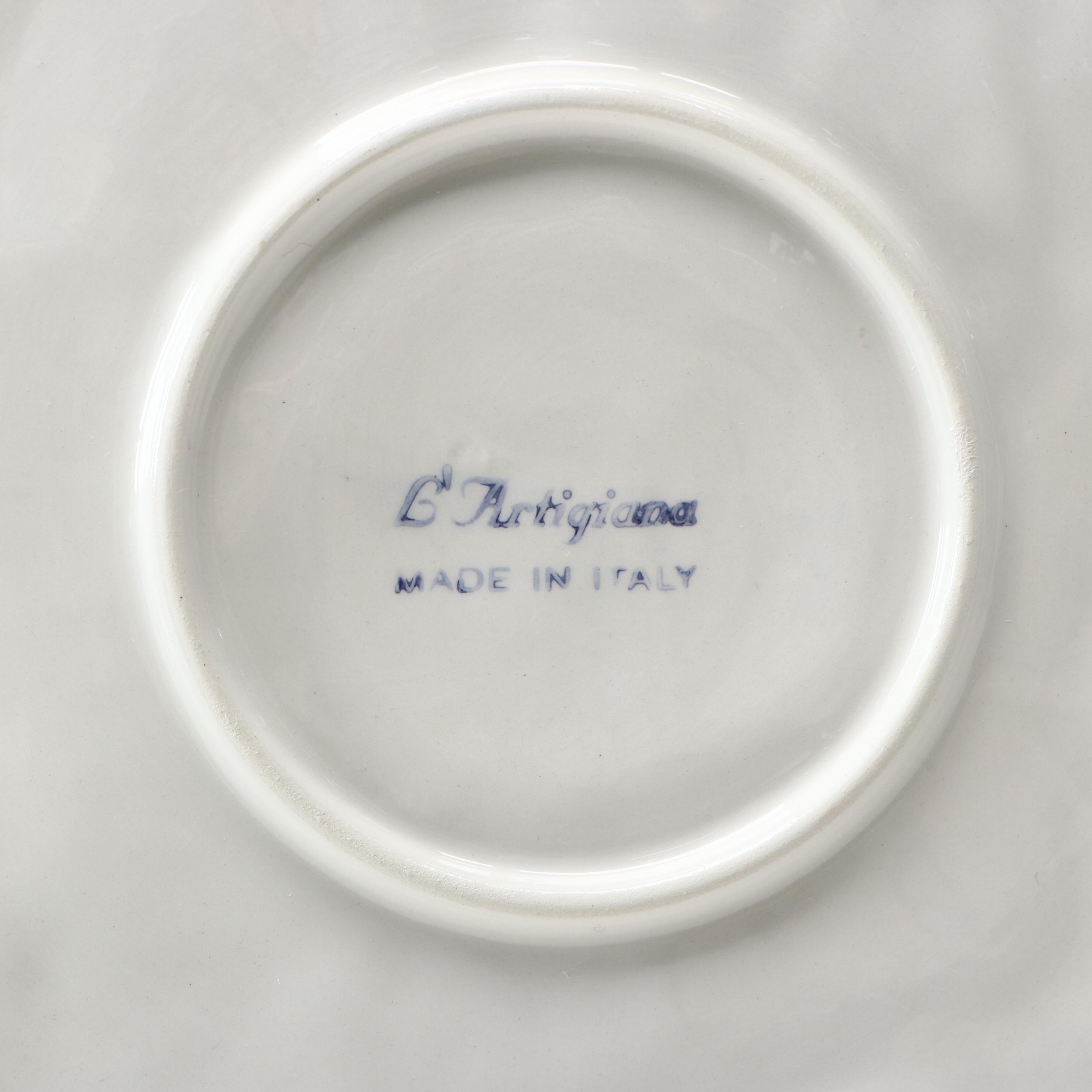 L'Artigiana Majolica Style Leaf Bowl and Cabbage Platter