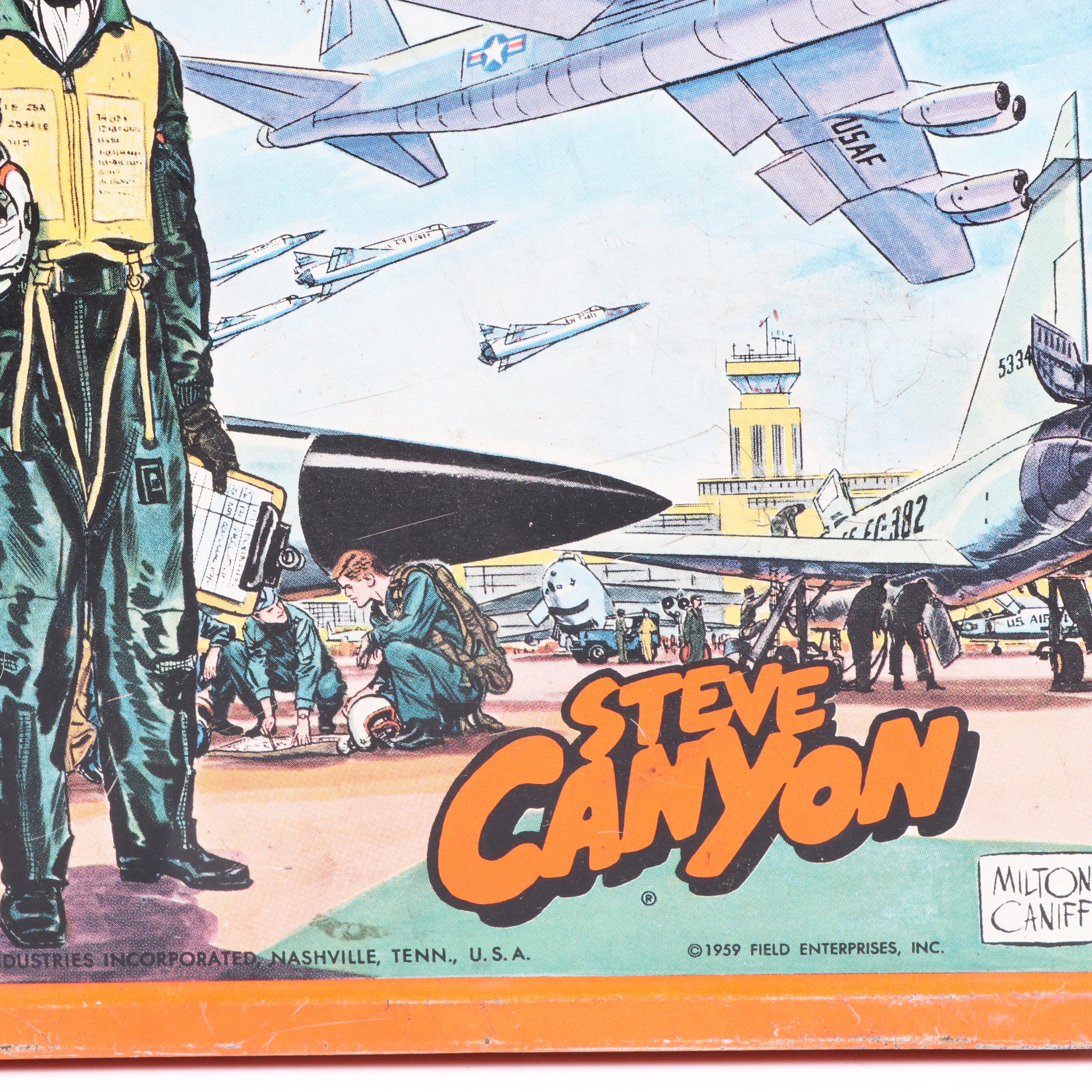 Aladdin "Steve Canyon" Lunchbox and Thermos with Other Tableware