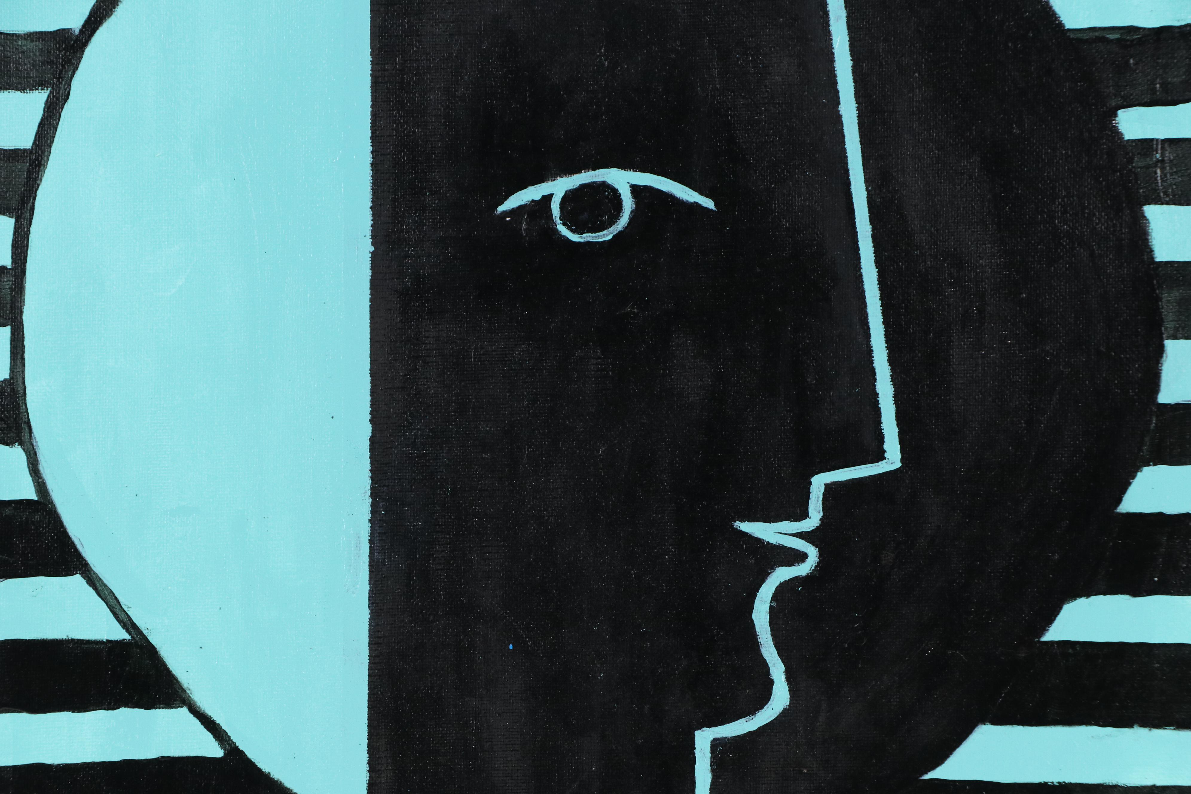 James Thomas Watkins Stylized Figural Acrylic Painting, 21st Century