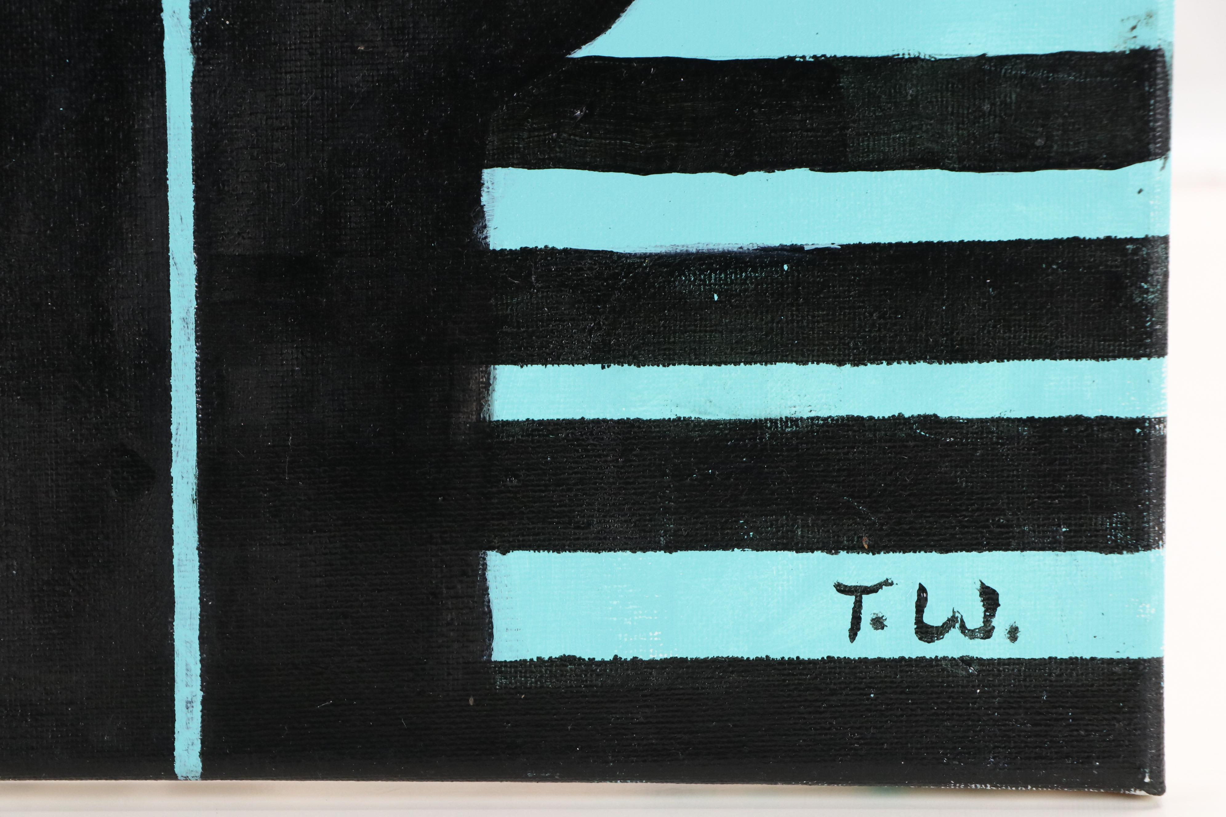 James Thomas Watkins Stylized Figural Acrylic Painting, 21st Century