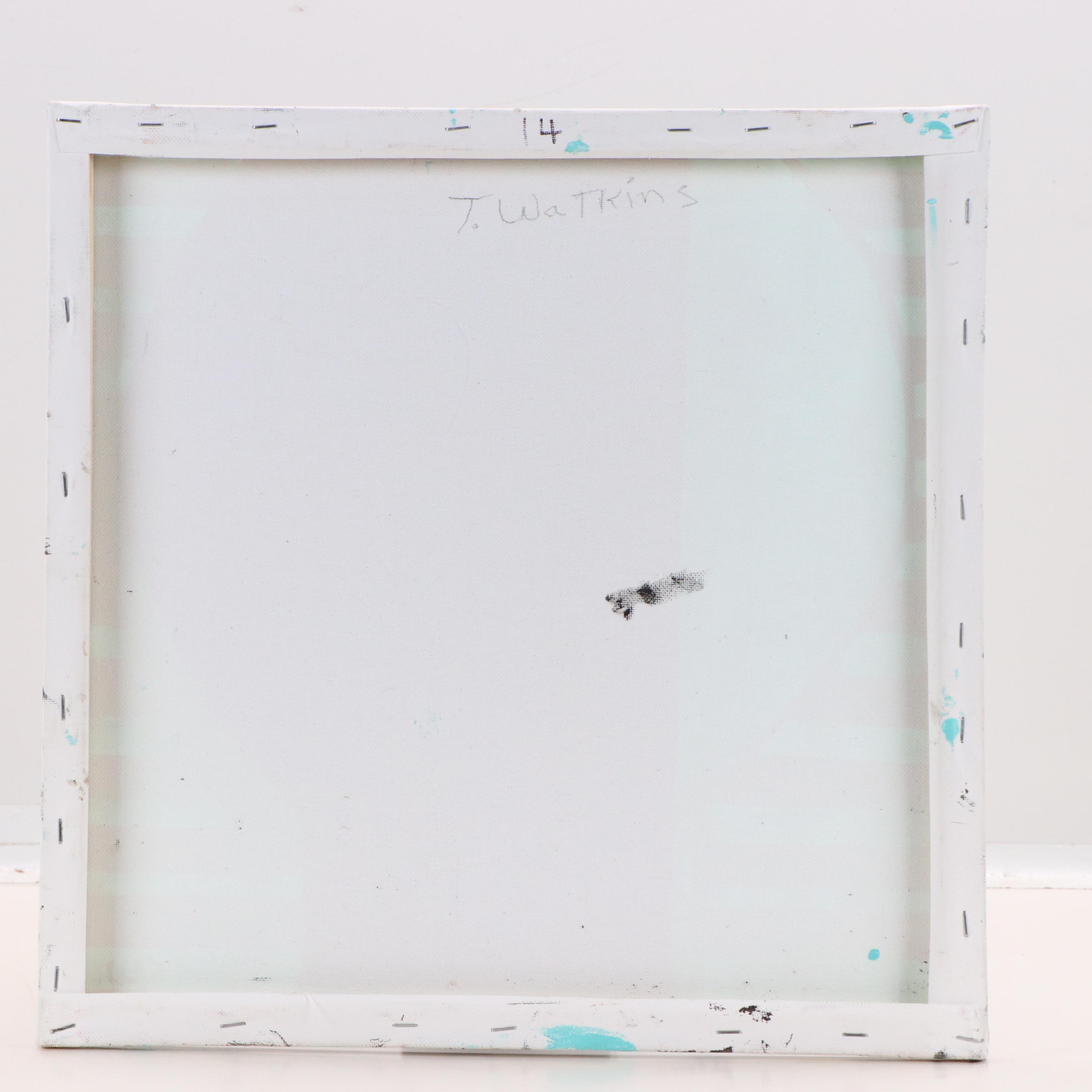 James Thomas Watkins Stylized Figural Acrylic Painting, 21st Century