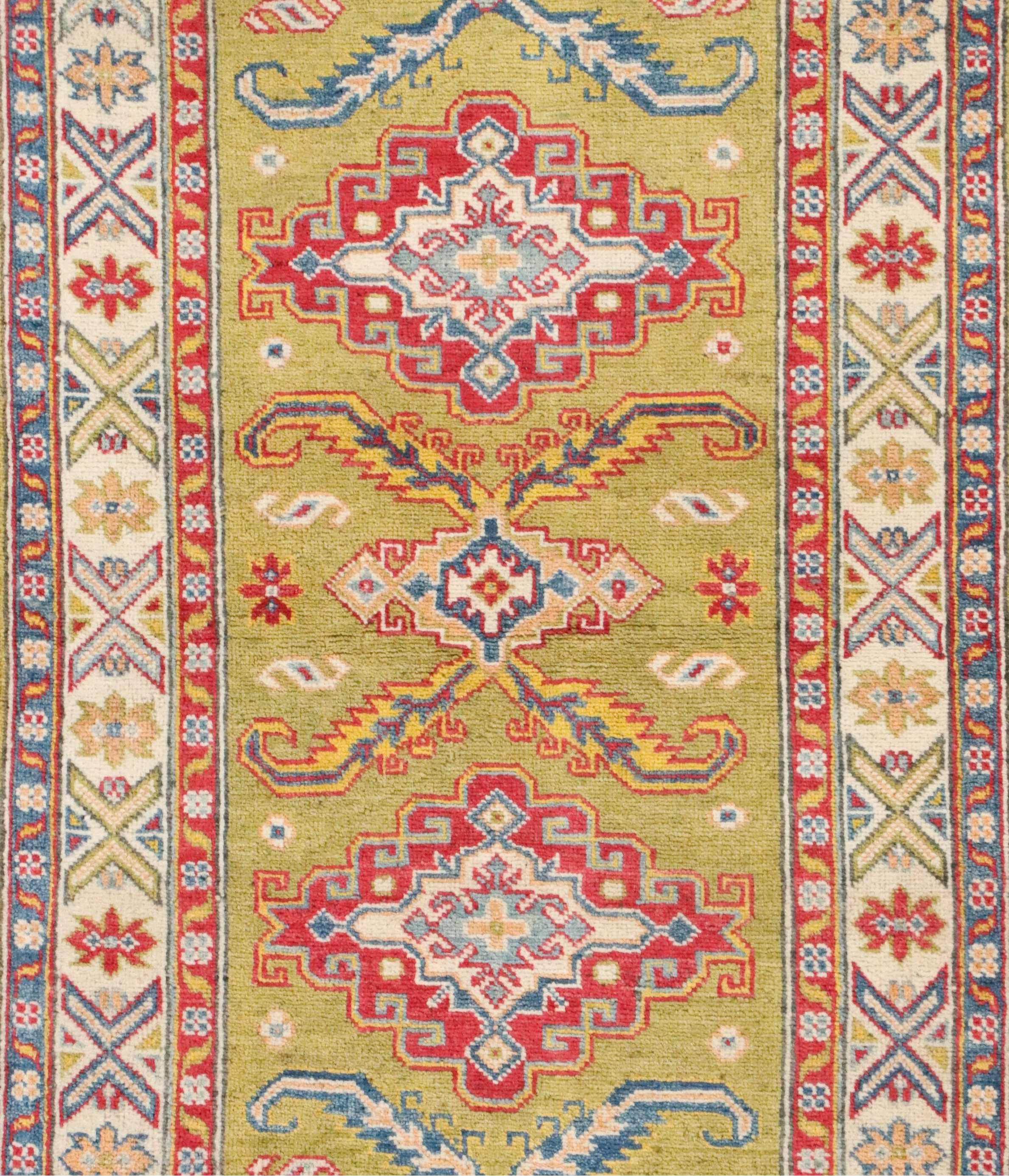 2'8 x 9'7 Hand-Knotted Afghan Kazak Carpet Runner