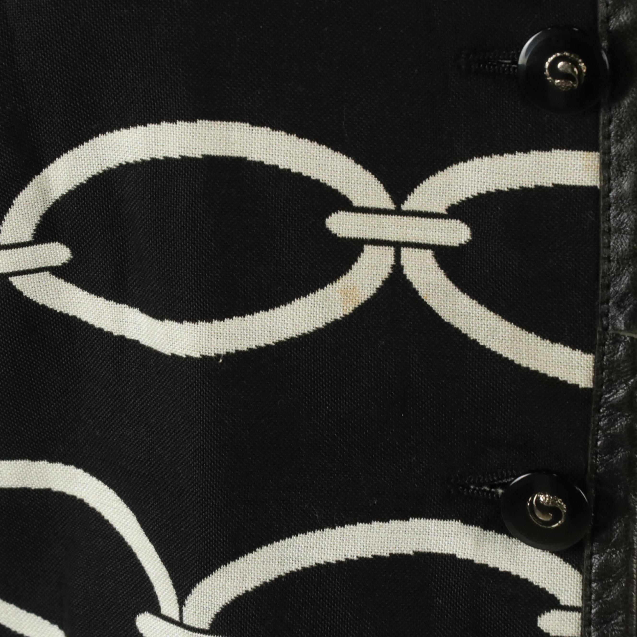 Valentino Printed Cotton Button-Front Jacket with Leather Trim