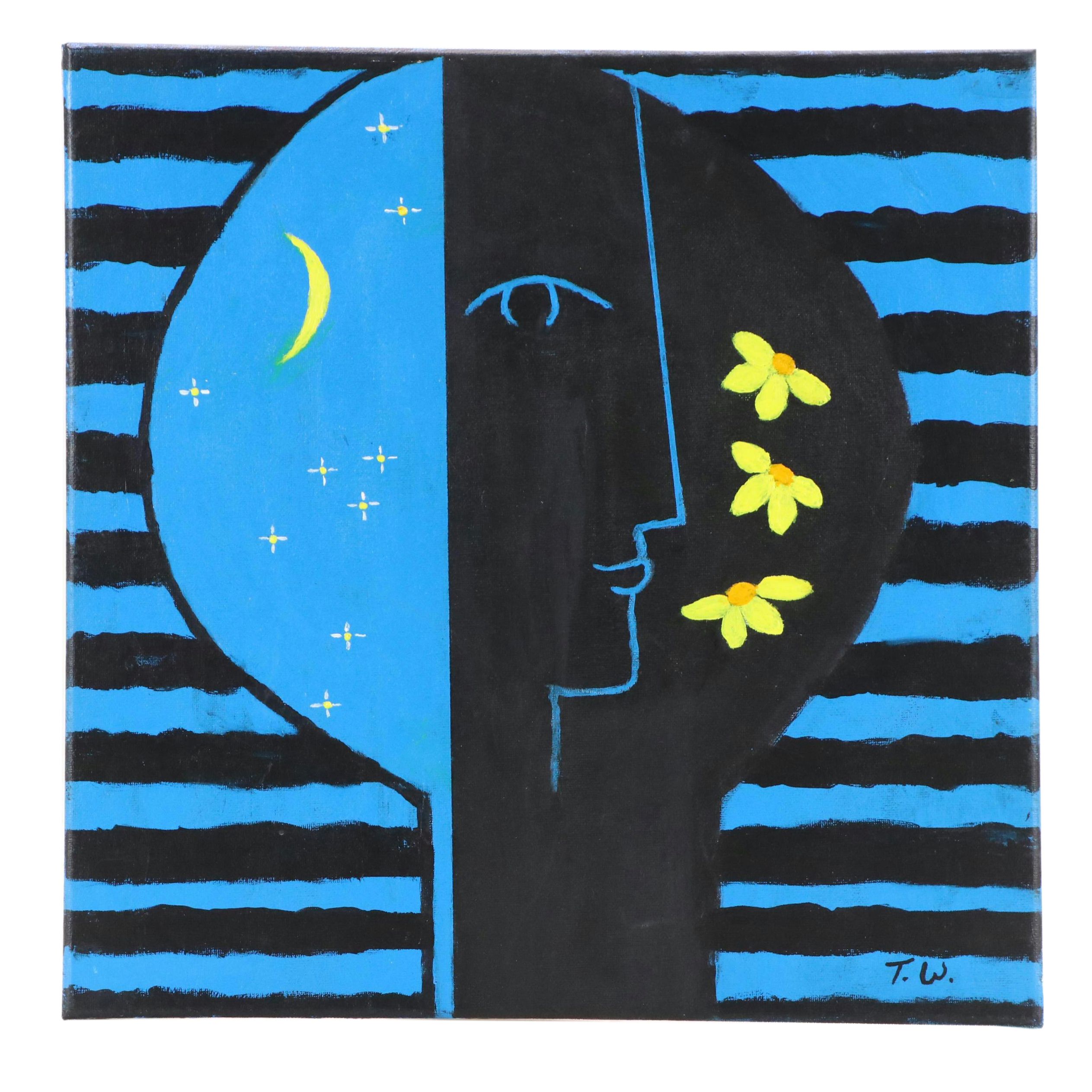 James Thomas Watkins Abstract Figural Acrylic Painting, 21st Century