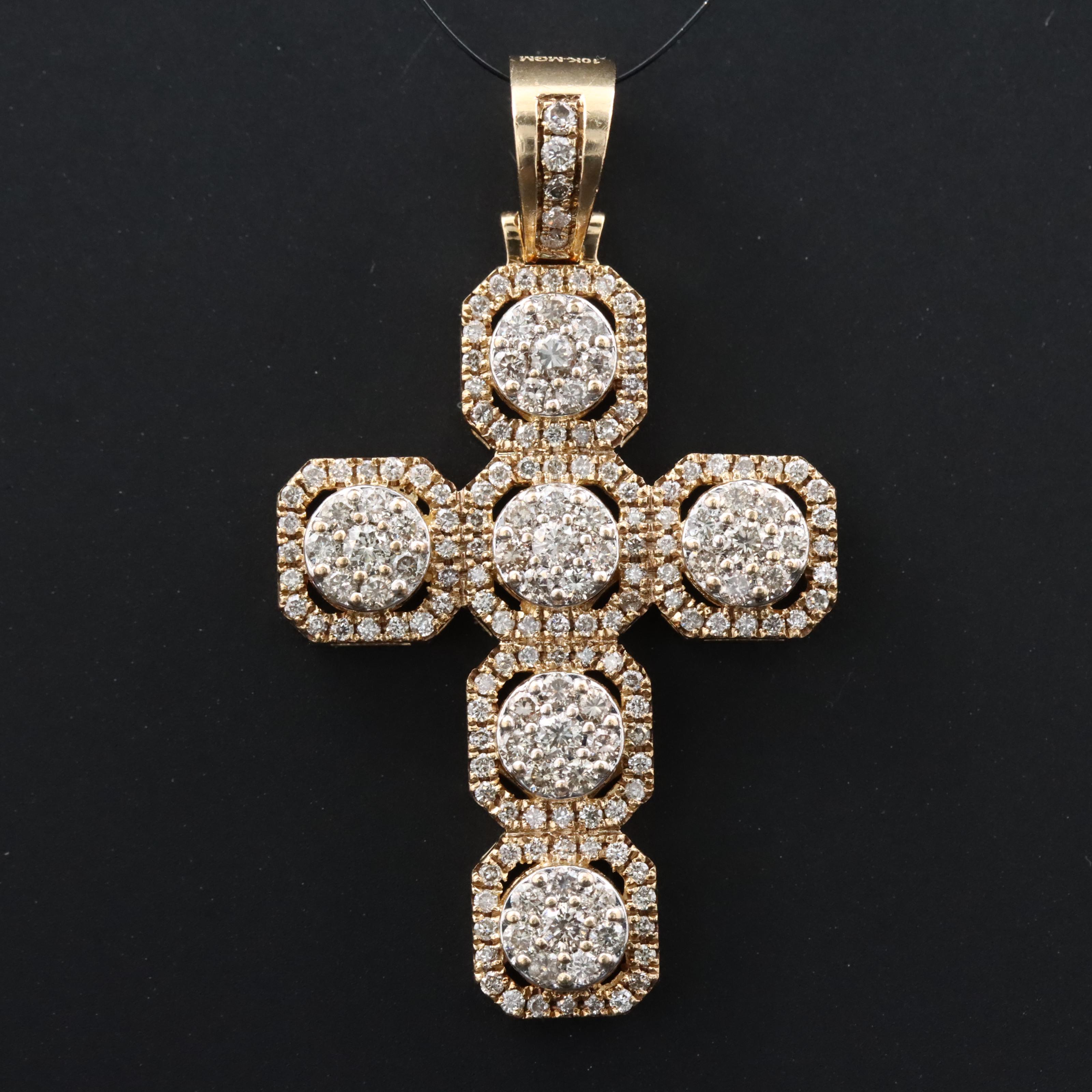 10K 1.25 CTW Diamond Cross Pendant