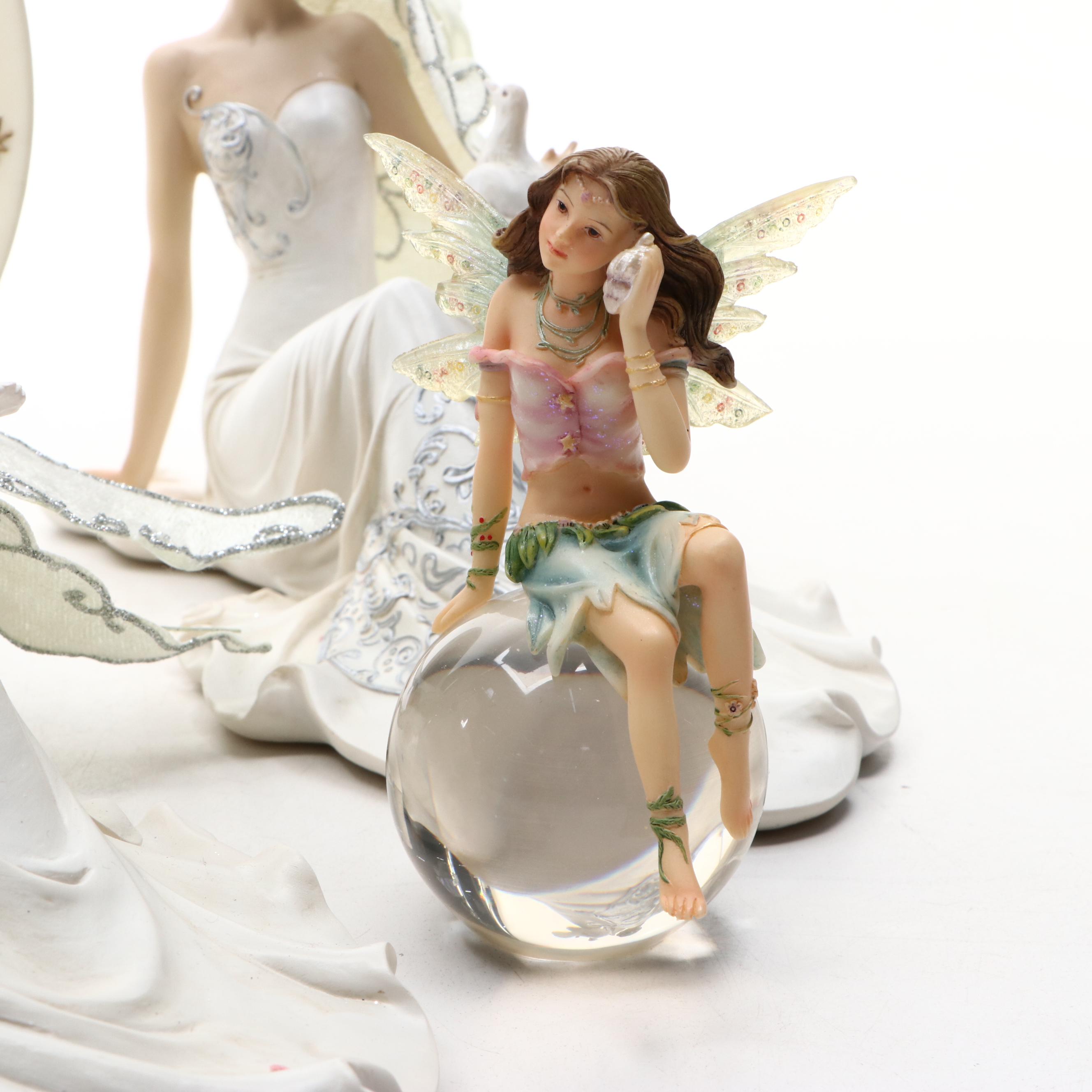 Tender Years Celestial Angel Collection Wall Plate with Resin Fairy Figurines