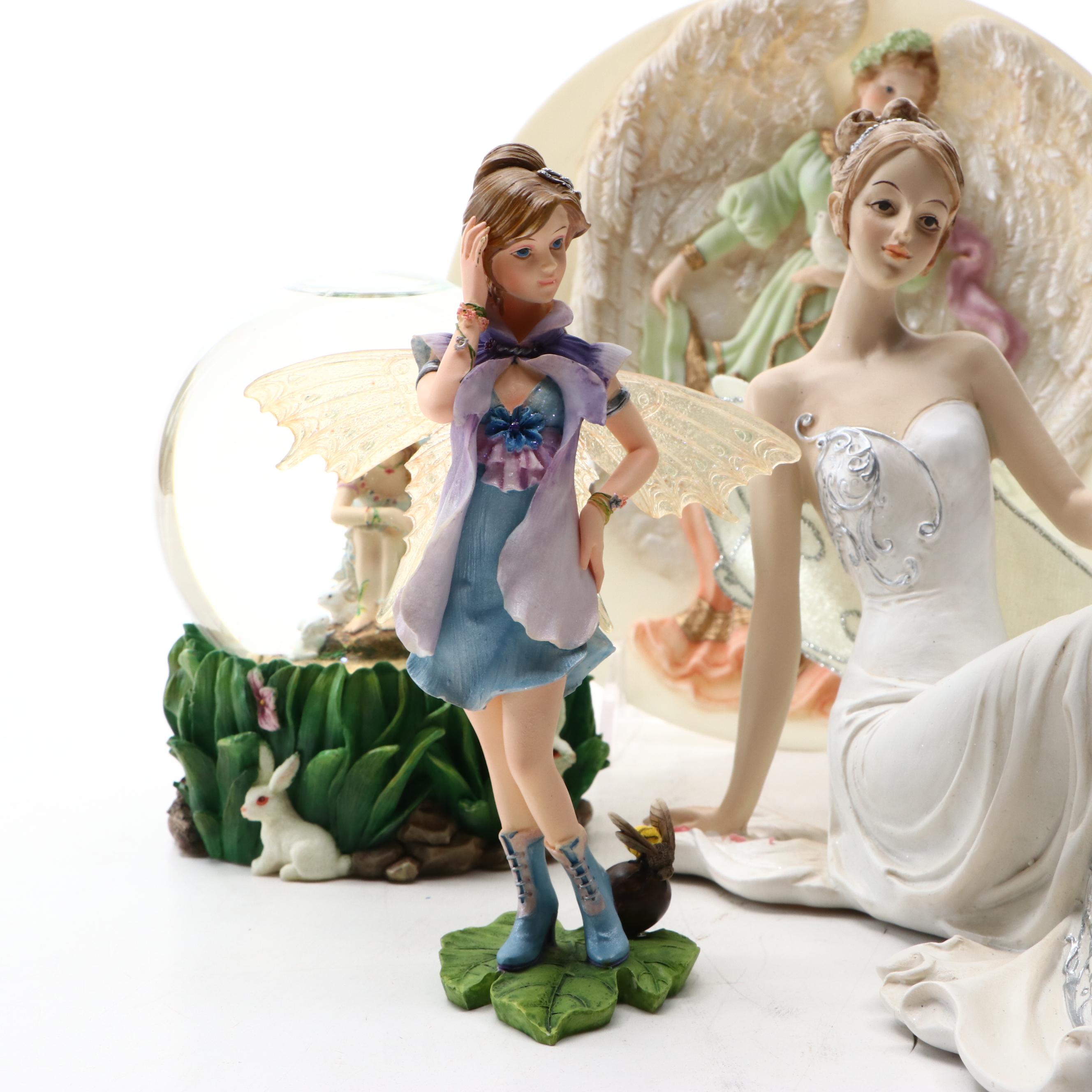 Tender Years Celestial Angel Collection Wall Plate with Resin Fairy Figurines