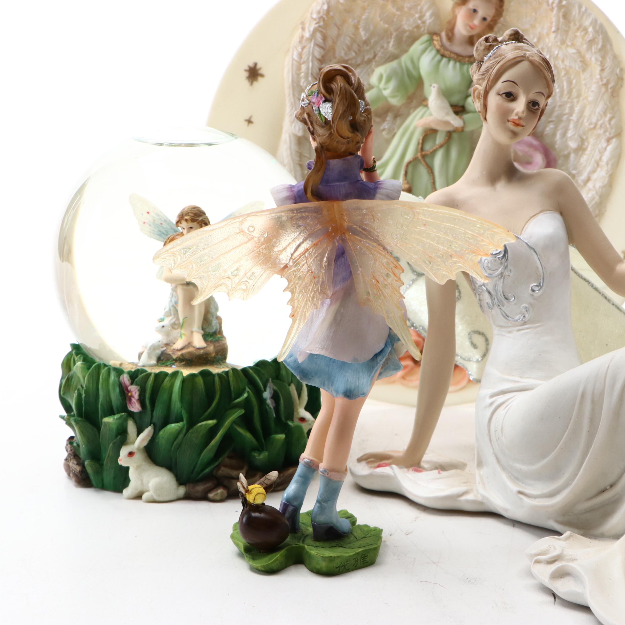 Tender Years Celestial Angel Collection Wall Plate with Resin Fairy Figurines