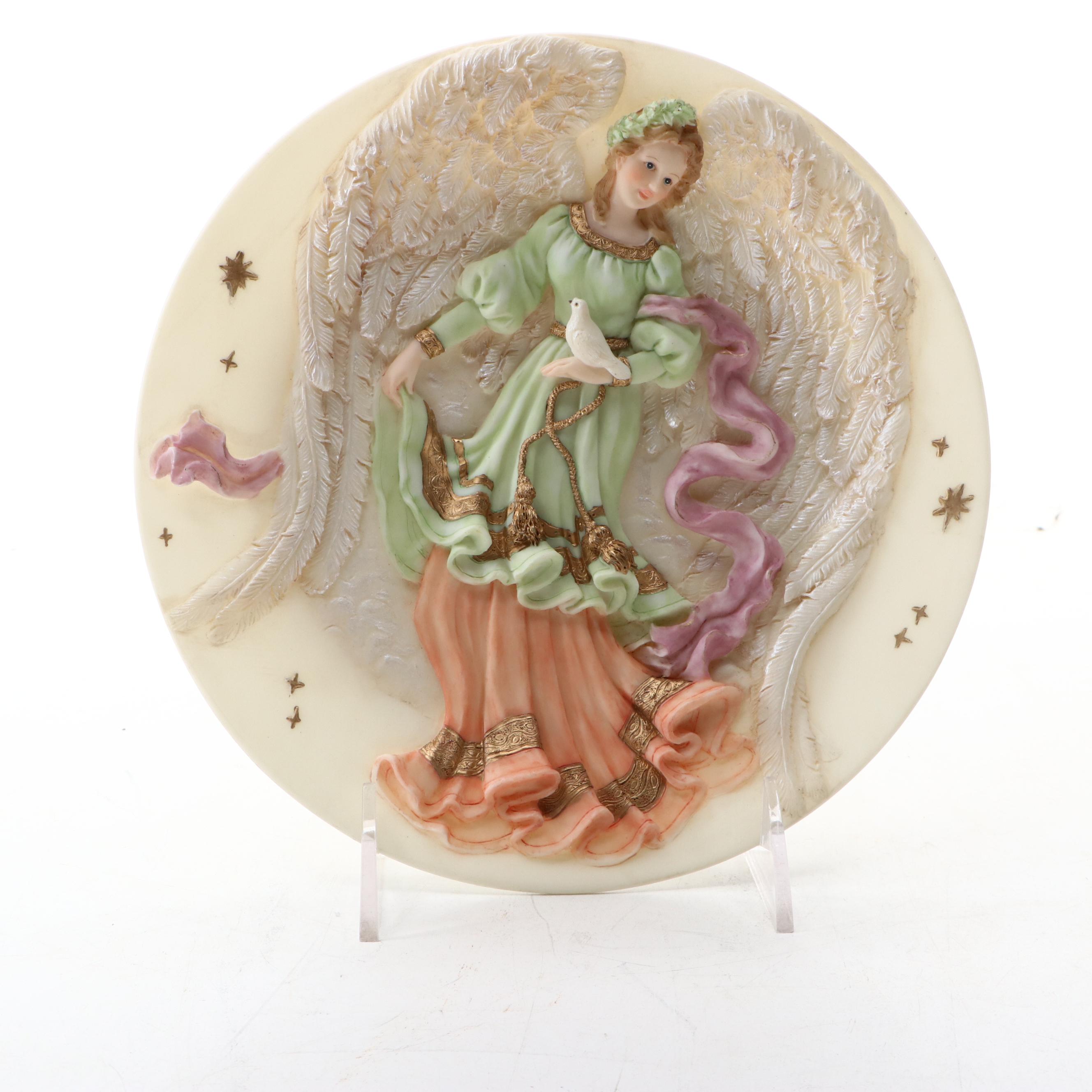 Tender Years Celestial Angel Collection Wall Plate with Resin Fairy Figurines
