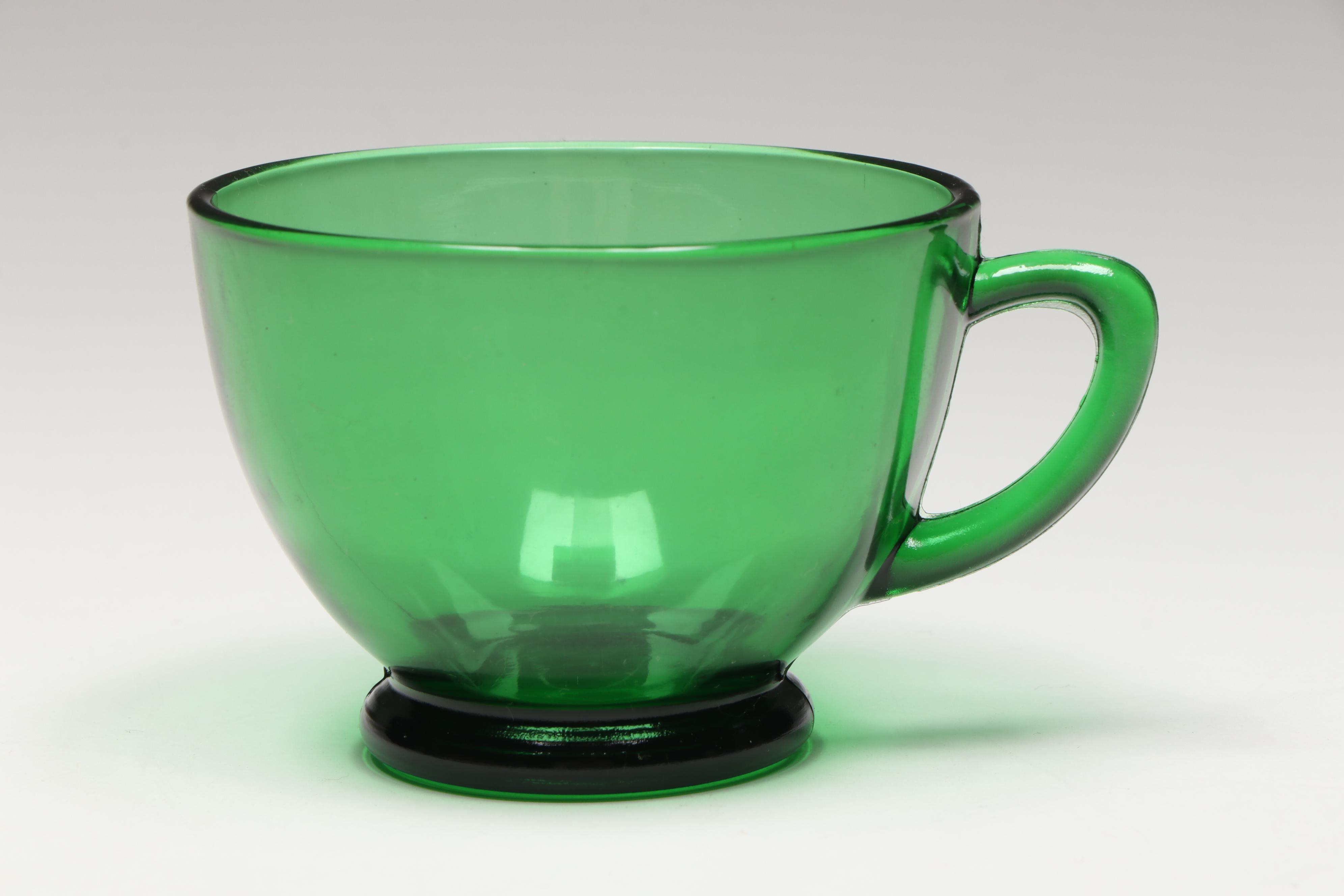 Indiana Glass "Whithall Cubist" Pitcher and Cups with Anchor Hocking Collection