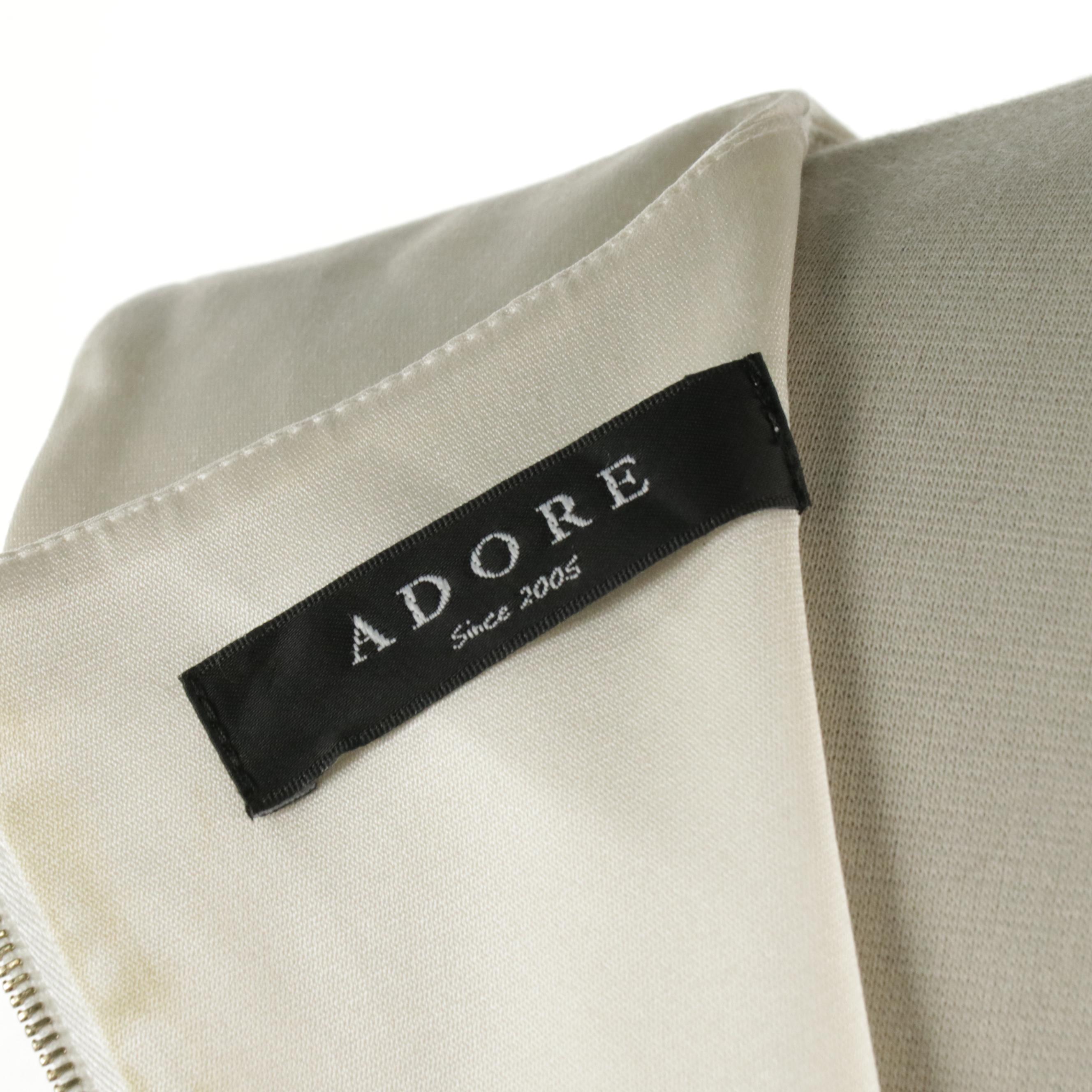 ADORE Ivory Silk and Metallic Tweed Sleeveless V-Neck Mini Dress