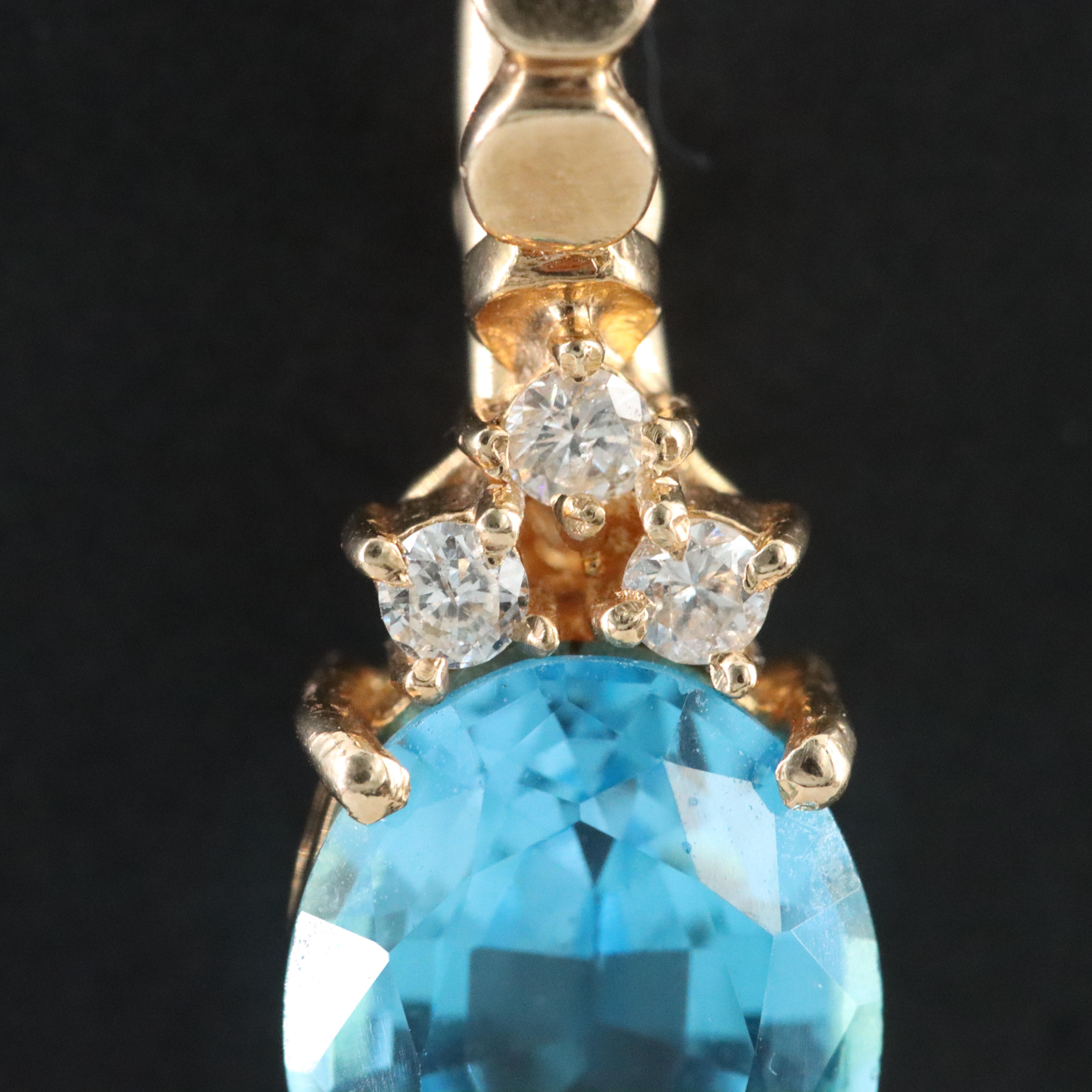 14K Swiss Blue Topaz and Diamond Pendant Enhancer